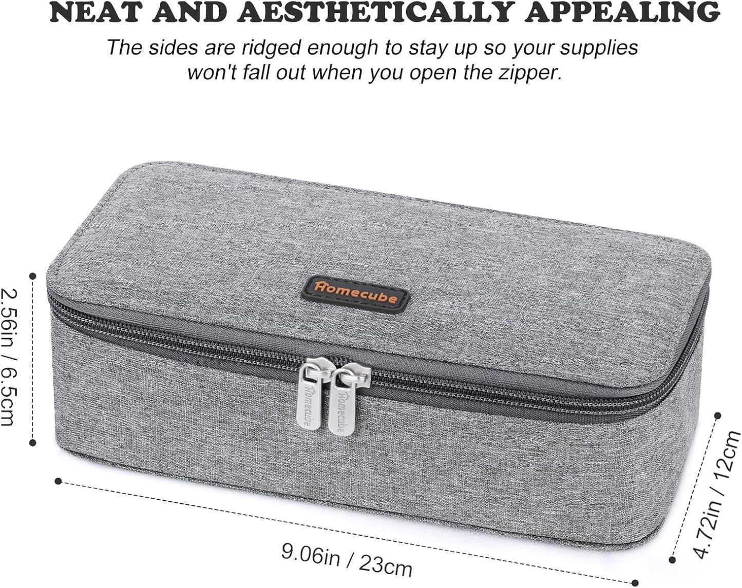 Homecube Pencil Case Capacious Pen Pencil Holder Box Makeup Pens Pouch Oxford Cloth Bag Large Storage Stationery Organizer with Zipper for School & Office - Gray