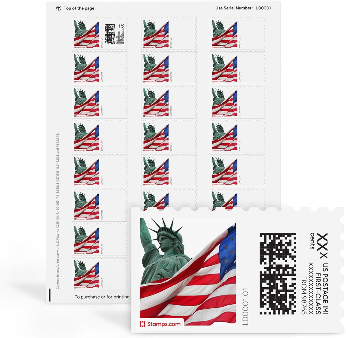 Liberty NetStamps 120-Pack (5 Sheets) Printable Postage Labels (Stamps.com Subscription Required) - Print Approved Postage - Inkjet & Laser Printers - Business, Personal, Home