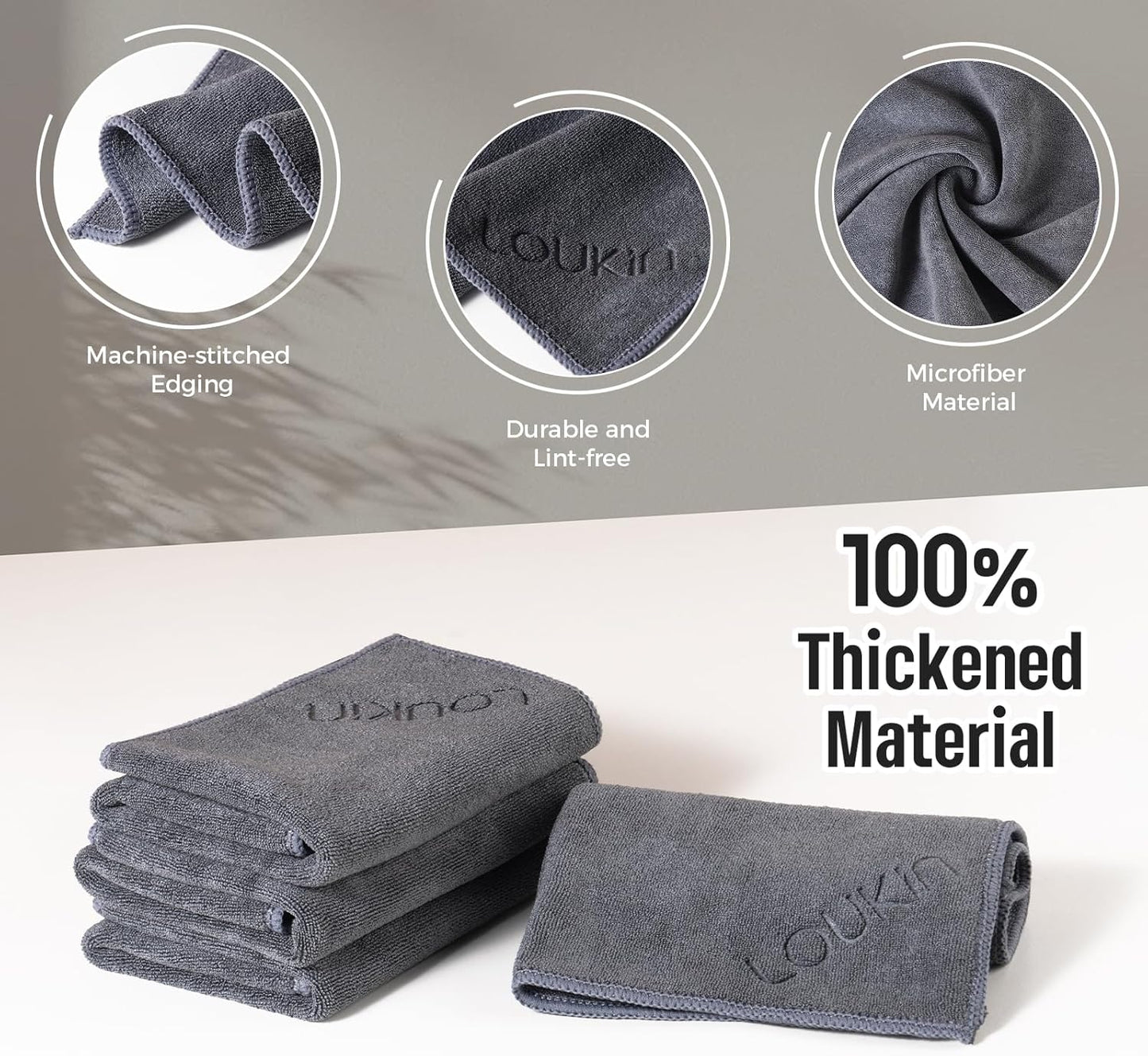 loukin Magnetic Cleaning Cloth, Microfiber Dry Erase Eraser, Washable Whiteboard Cleaning Cloth for Classroom, Home and Office, Gray, 12" x 12" - 3.4 fl oz Whiteboard Cleaner Included