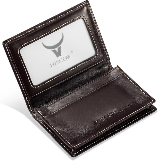 Leather Business Card Case Holder for Men & Women, Italian Calfskin