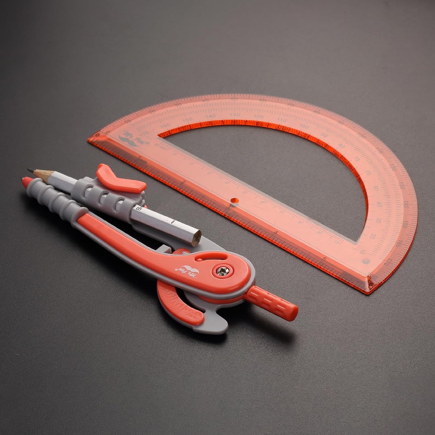 Mr. Pen- Compass and Protractor Set, Red, Compass Geometry Tool, Protractor and Compass Set, Compass Drawing Tool, Drawing Compass, Protractor Set, Geometry Compass, Math Compass for Geometry