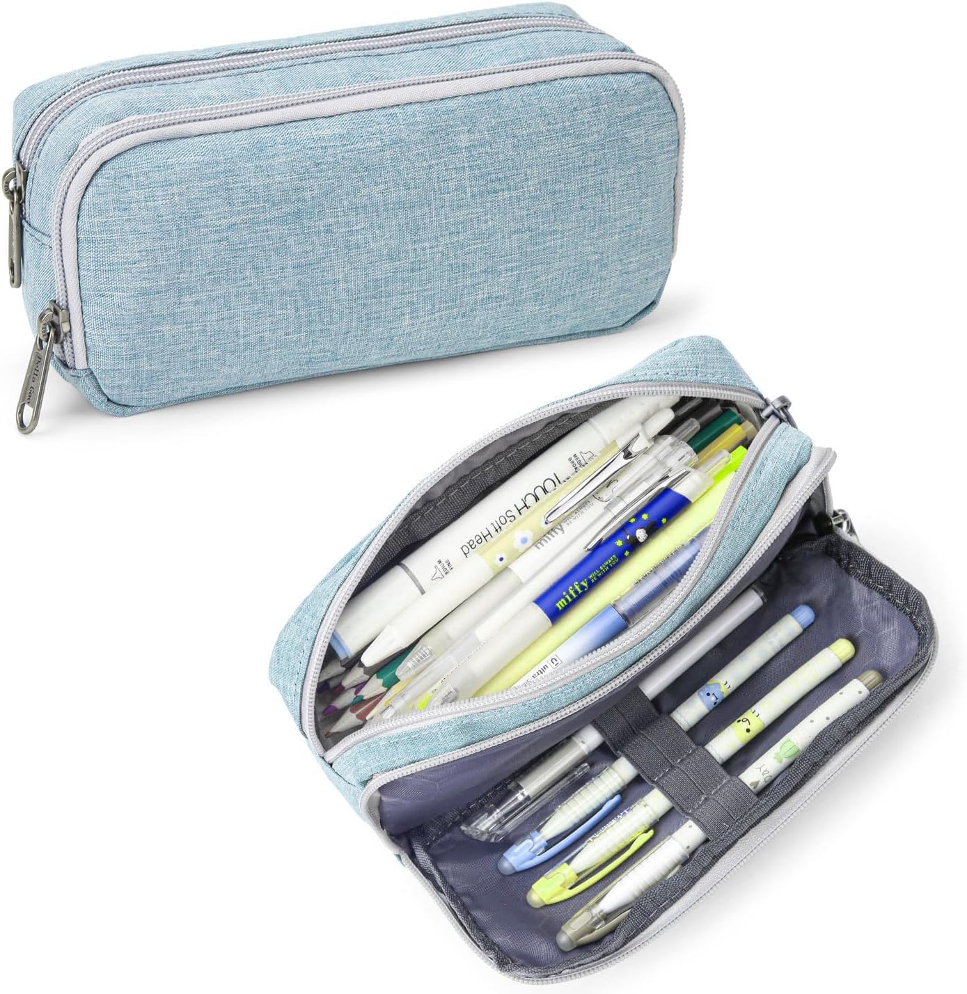 Della Gao Pencil Case Large Capacity Pencil Pouch for Adults (Light Blue)