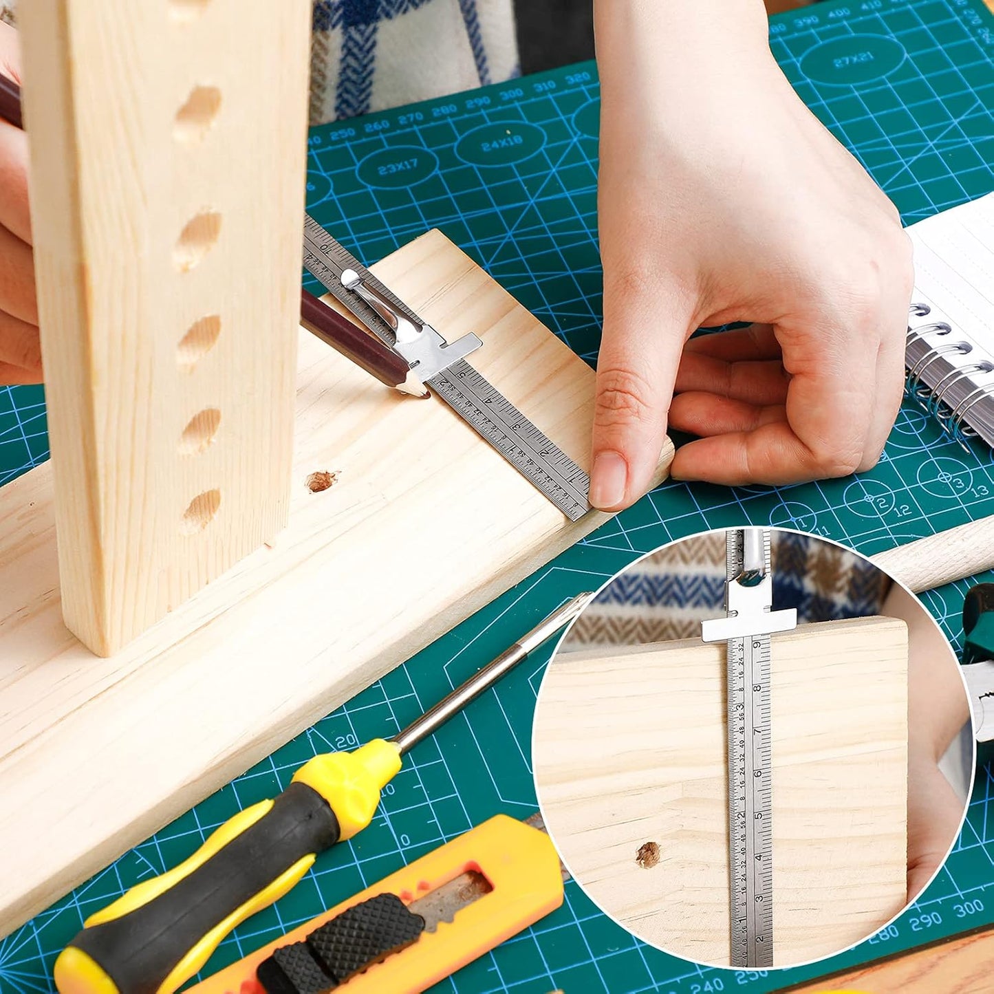 6 Inch 15 cm Pocket Ruler Flexible Precision Stainless Steel Ruler with Detachable Clips Stainless Steel Pocket Clip Scale Gauge Metric British System(6 Pieces)