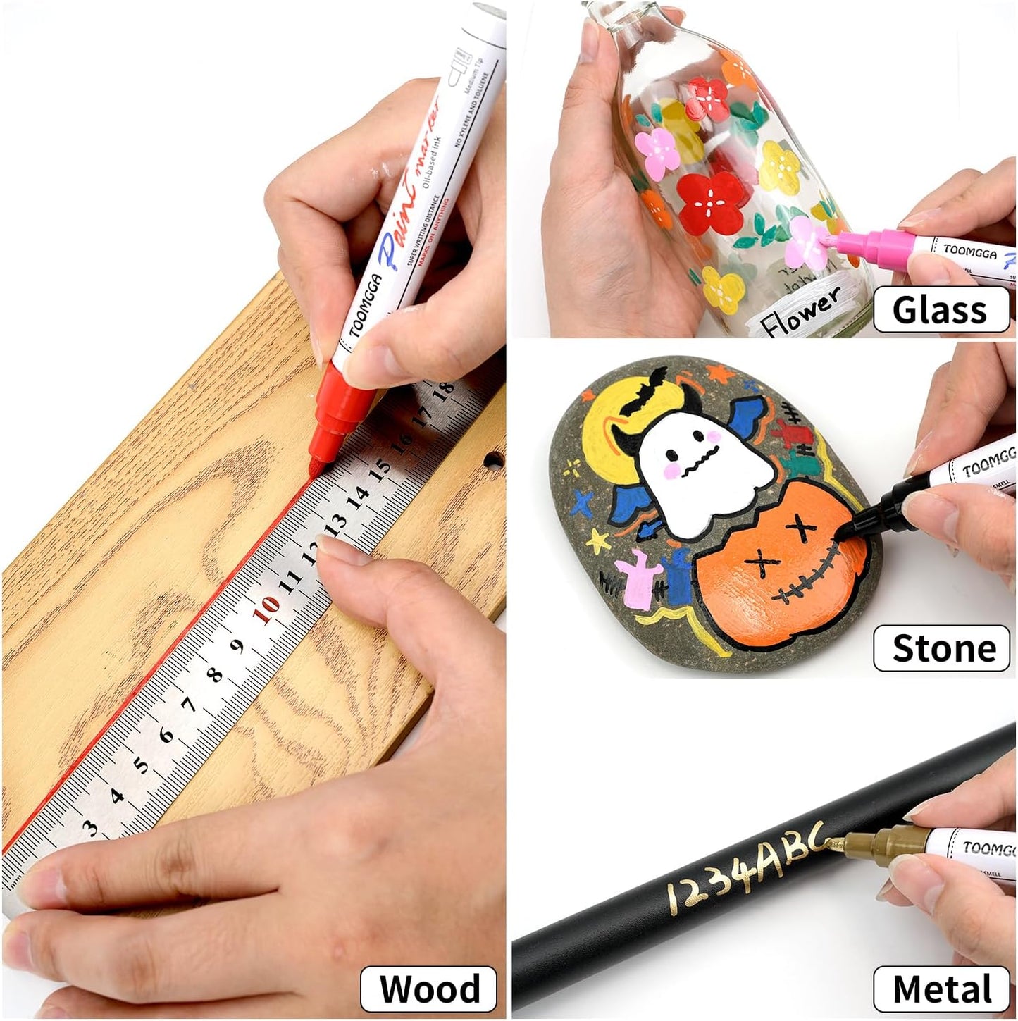 Pink Permanent Paint Pens - 2 Pack Oil Based Paint Markers for Rock Painting Car Tyre Metal, Plastic, Canvas, Mugs, Wood, Glass, Quick Drying and Waterproof, Medium Point