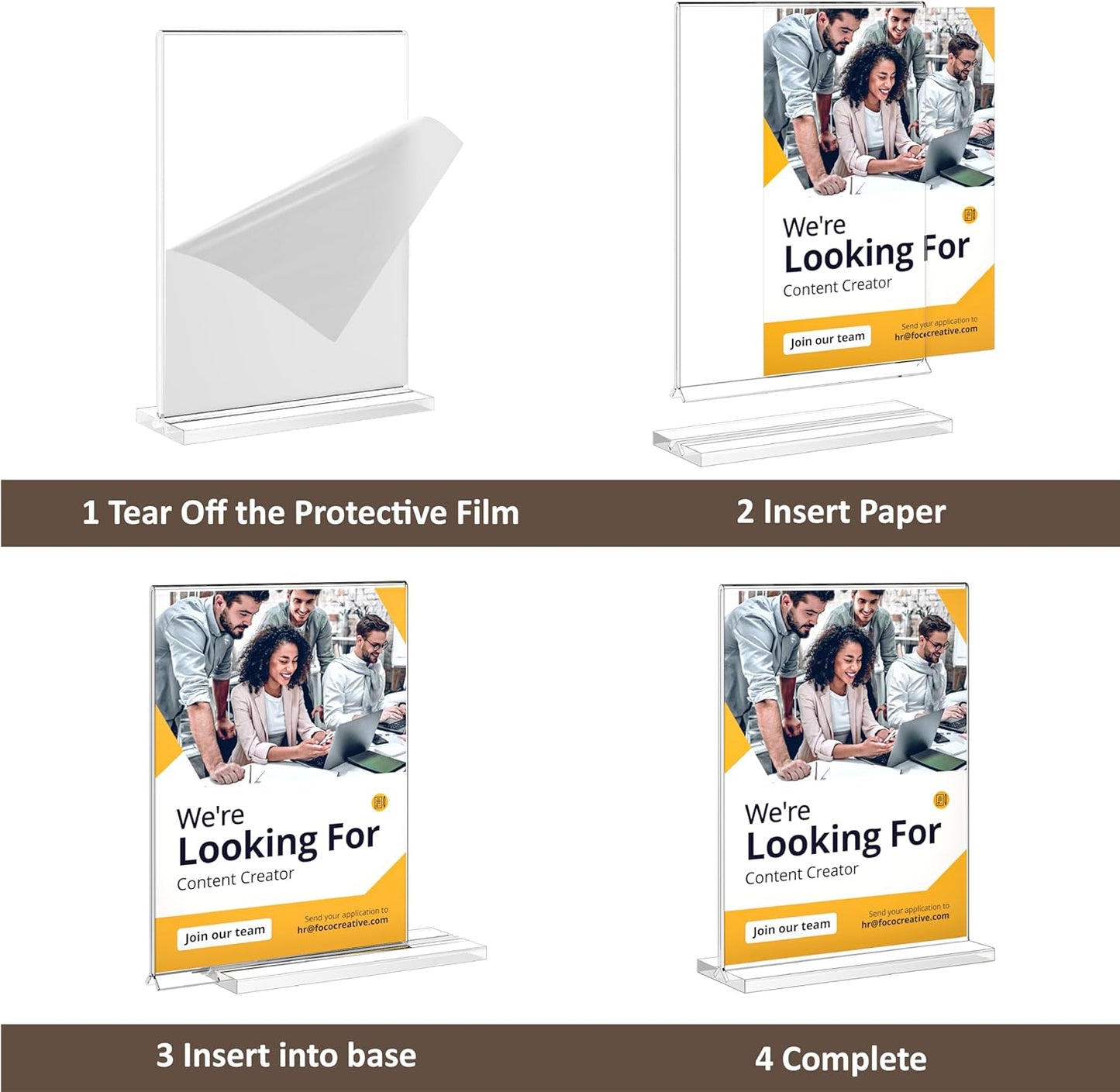 8.5x11 Acrylic Sign Holder 18 Pack, Vertical Double-Sided Display Standing, Clear Plastic Sign Holder Paper Flyer Menu Brochure Holders 8.5x11 inches for Restaurants, Office, Store