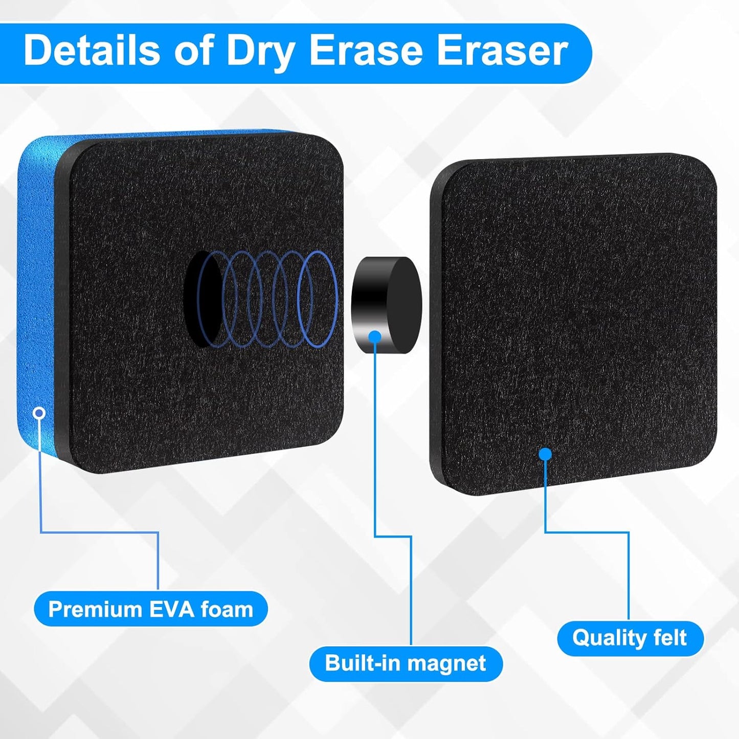 Cube Dry Erase Erasers, 200 Packs Mini Magnetic Whiteboard Dry Erasers in 6 Colors, Chalkboard Cleaner Wiper for Classroom, School, Home, and Office Supplies