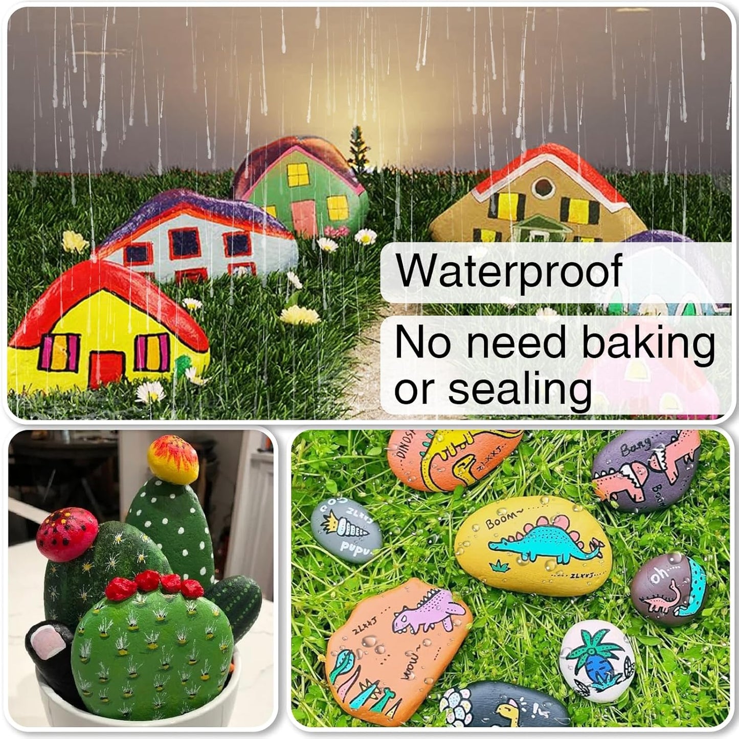 White Paint Pens Permanent Paint Markers - 2 Pack Oil Based Marking Pens, Medium Point, Quick Drying and Waterproof Pens for Rock Painting Car Tyre Metal, Plastic, Canvas, Wood, Glass