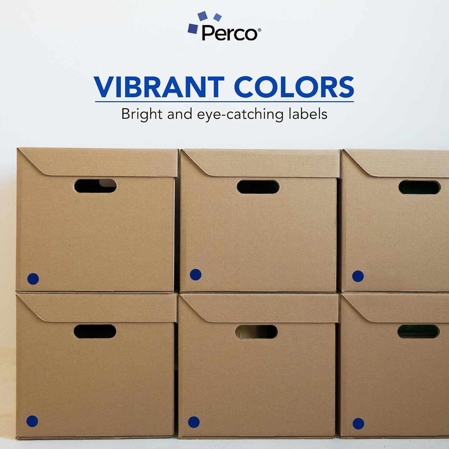 Perco Dark Blue 1-Inch Round Circle Dot Sticker Labels with Easy Peel Perforation - 1,000 Labels per Roll - Strong Adhesion, Vibrant Colors for Organizing, Crafting & More - Made in USA