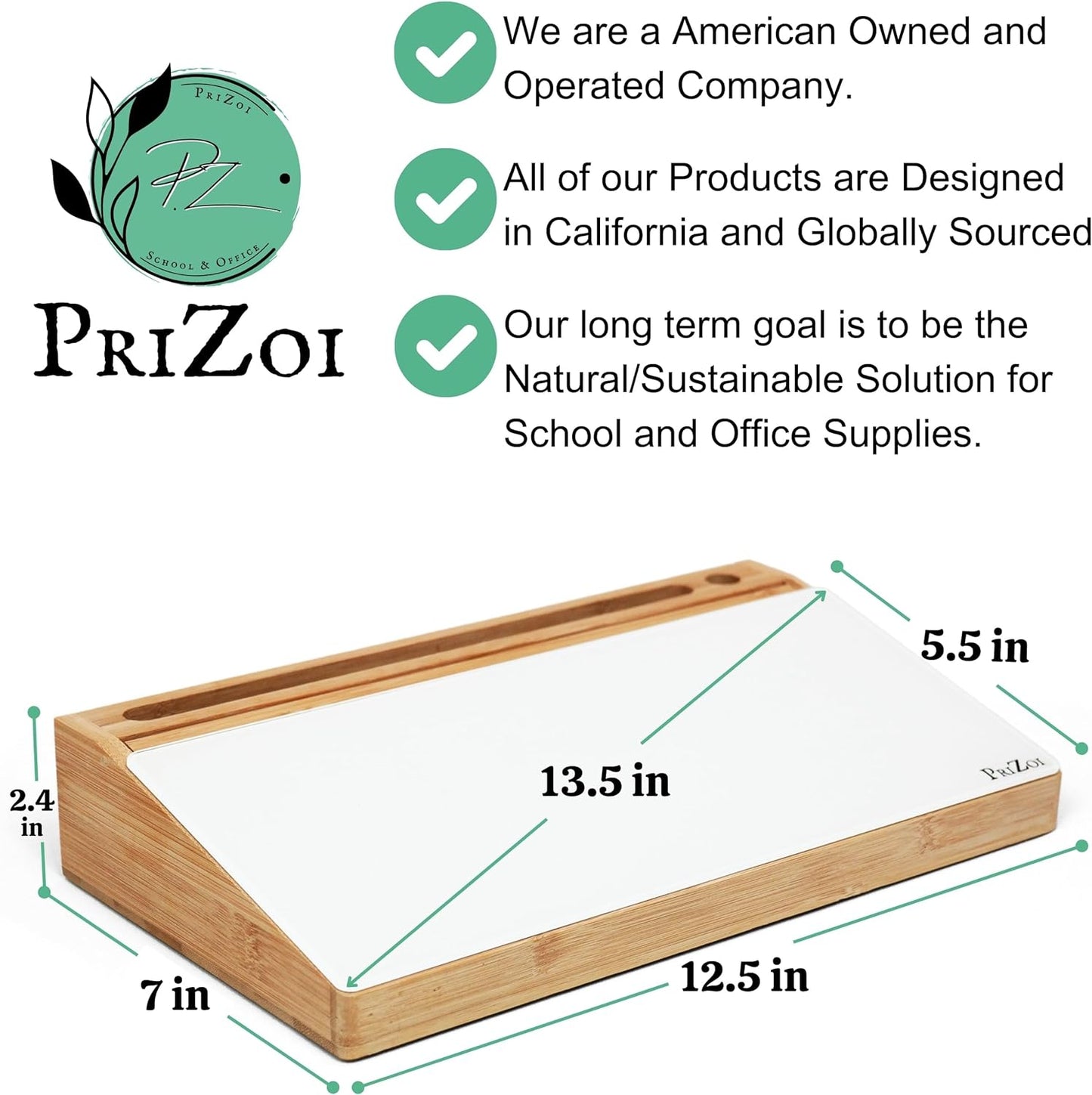 Bamboo Desktop Whiteboard with Storage - This Deskbuddy can be Used as a Desktop Dry Erase Board | Desk Buddy White Board | Bamboo Desk Organizer - PriZoi