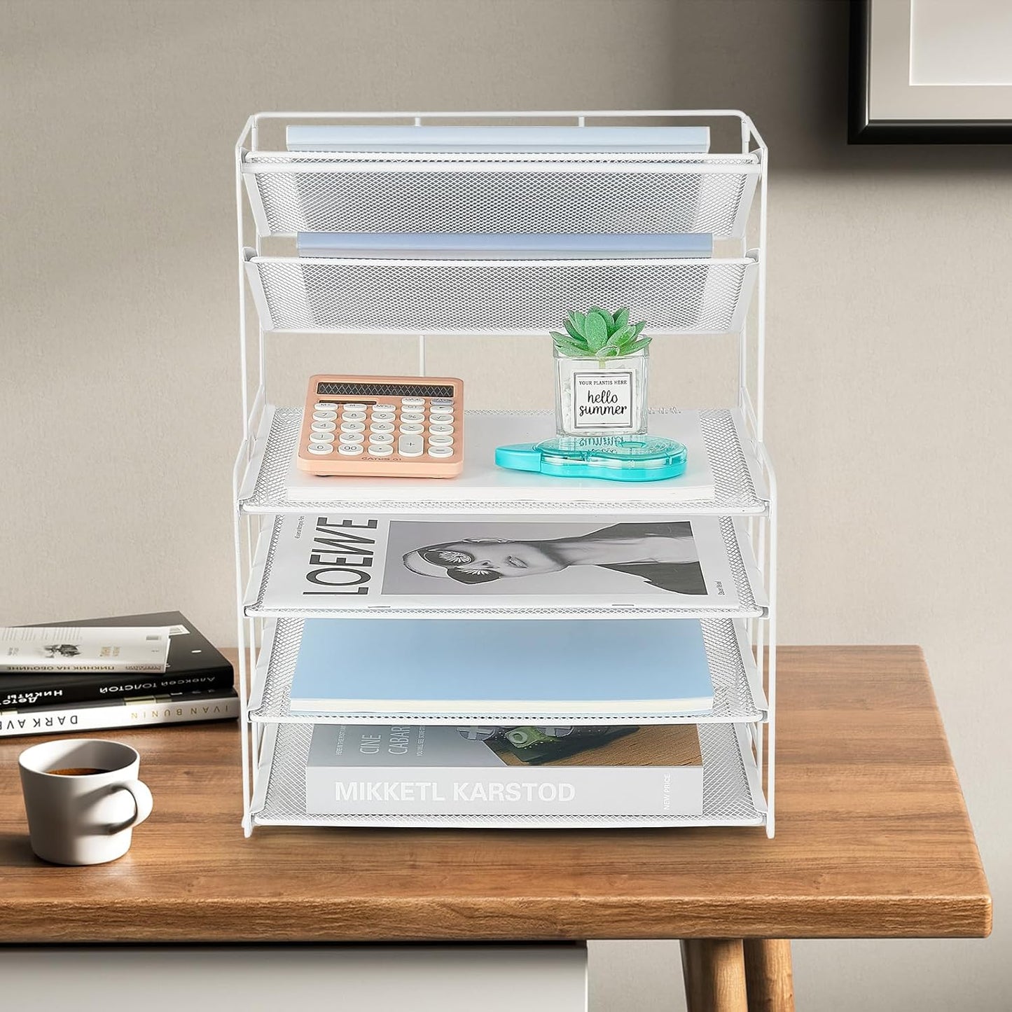 6-Tier Letter Tray Paper Organizer, Desk Organizers and Accessories, Desktop File Organizer, Office Desk Accessories for Office Supplies(White)