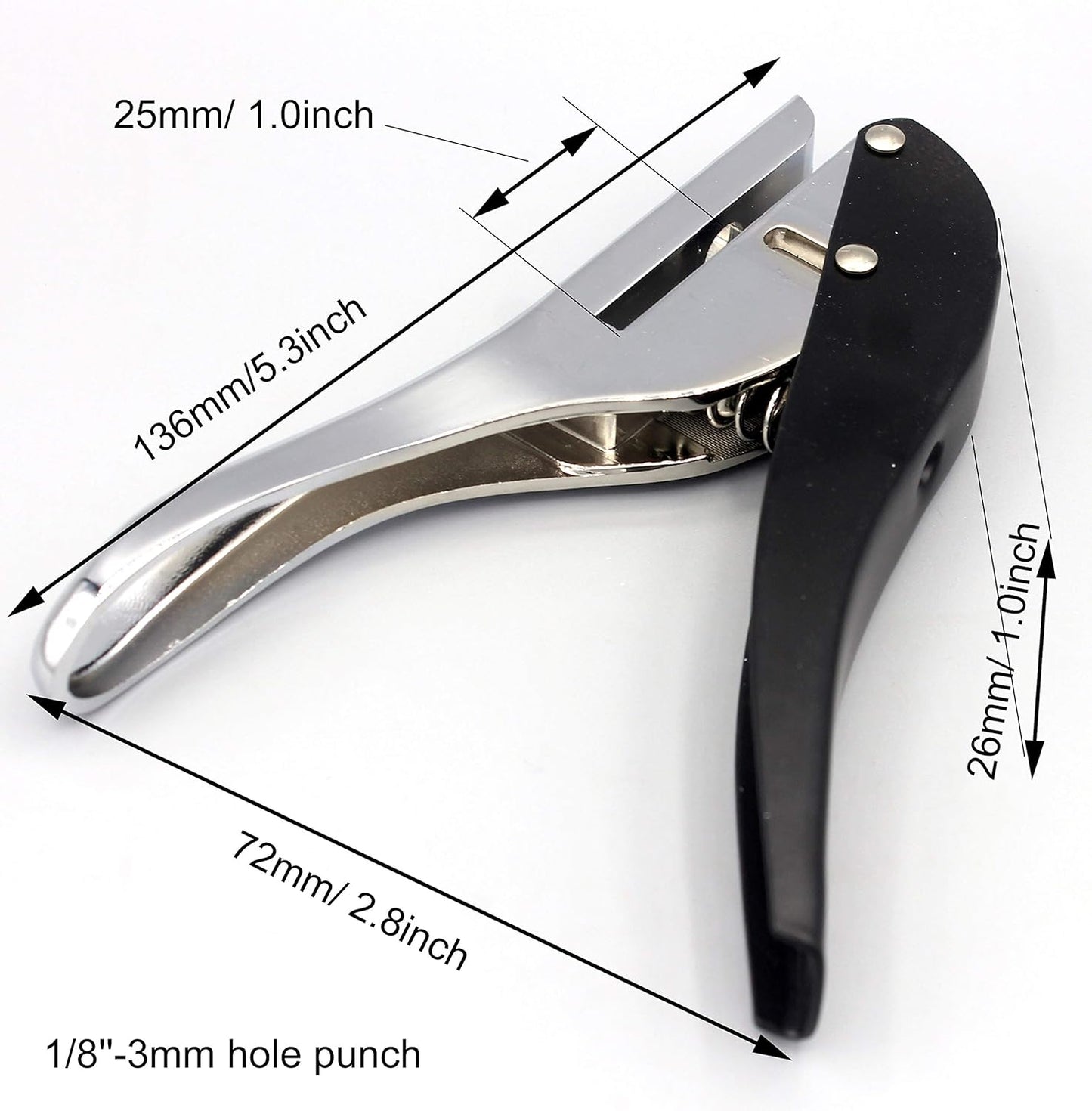 Hand-held 1/8 inch 3mm Round Metal Silver Heavy Duty Single Circle Hole Punch for ID Cards PVC Cards Badge Photos