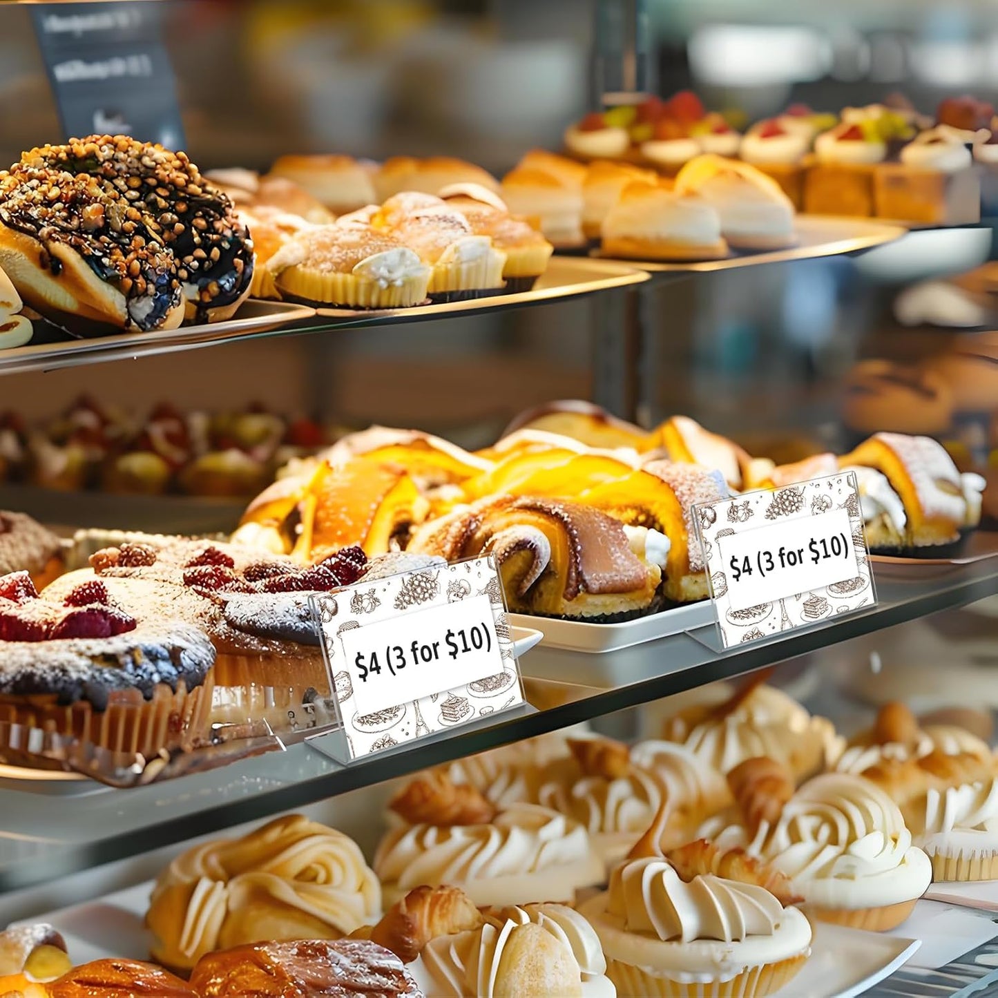 20 PCS 3.5 x 2.5 inch Small Acrylic Sign Holder, Mini Acrylic Food Signs Labels for Party Buffet, Retail Price Display Holder, Clear Plastic Counter Top Stand for Place Cards, Name Card, Wedding Signs