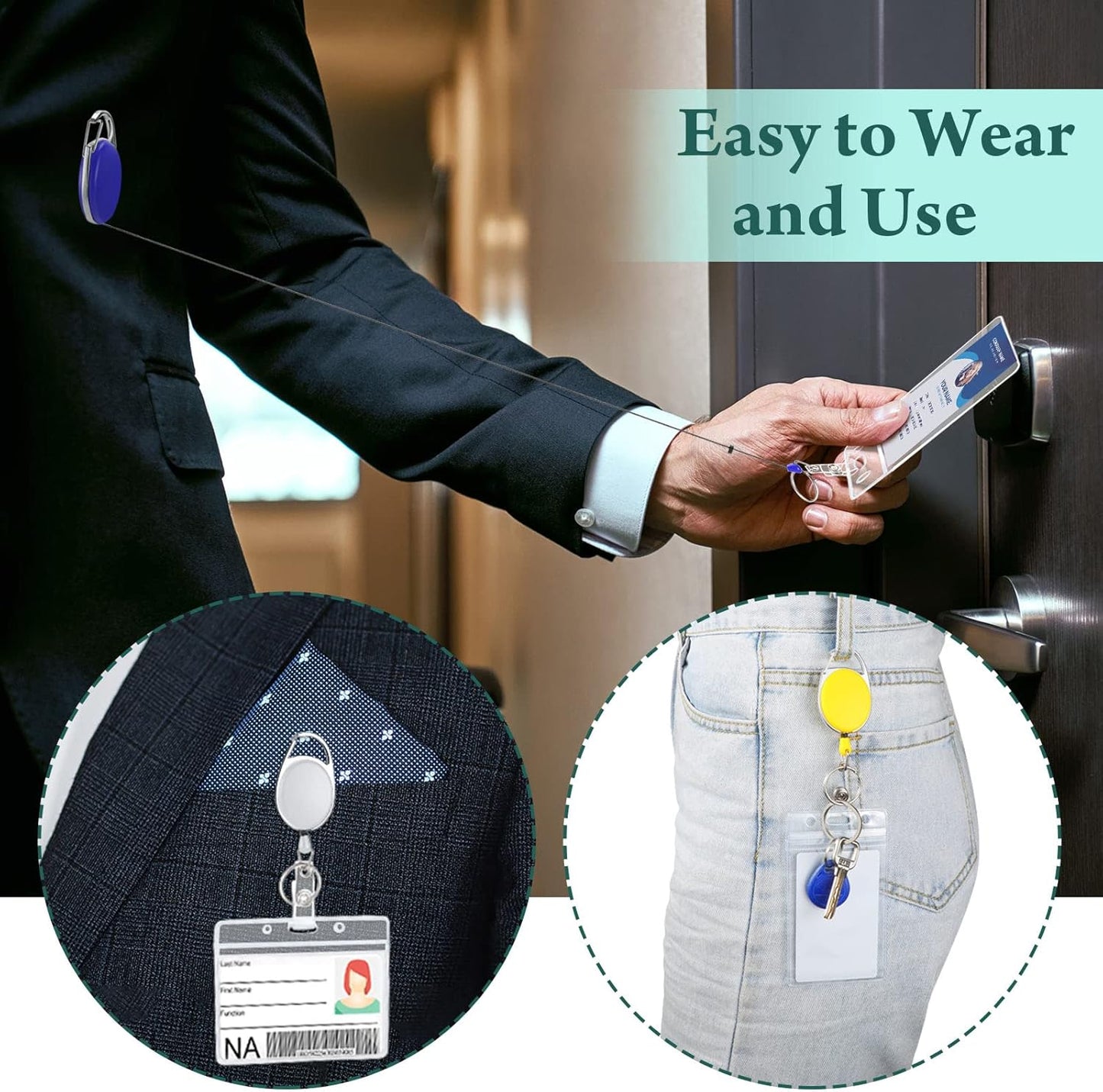 Honoson 50 Pcs Heavy Duty Retractable Badge Reels Batch ID Badge Holder Retractable Clip Bulk Key Holder with Ring for Office Worker Employee, Doctor Nurse Gifts (Bright Color)