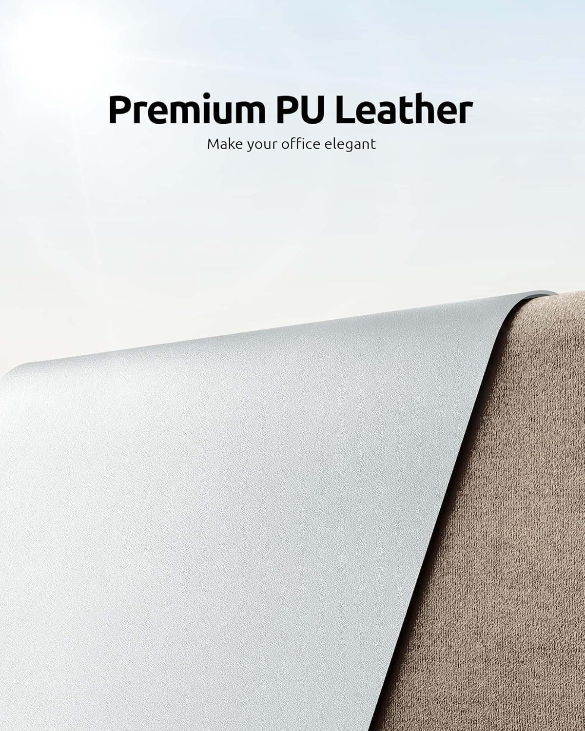 YSAGi Leather Desk Pad Protector, Office Desk Mat, Large Mouse Pad, Non-Slip PU Leather Desk Blotter, Laptop Desk Pad, Waterproof Desk Writing Pad for Office and Home (Silver, 35.4" x 17")