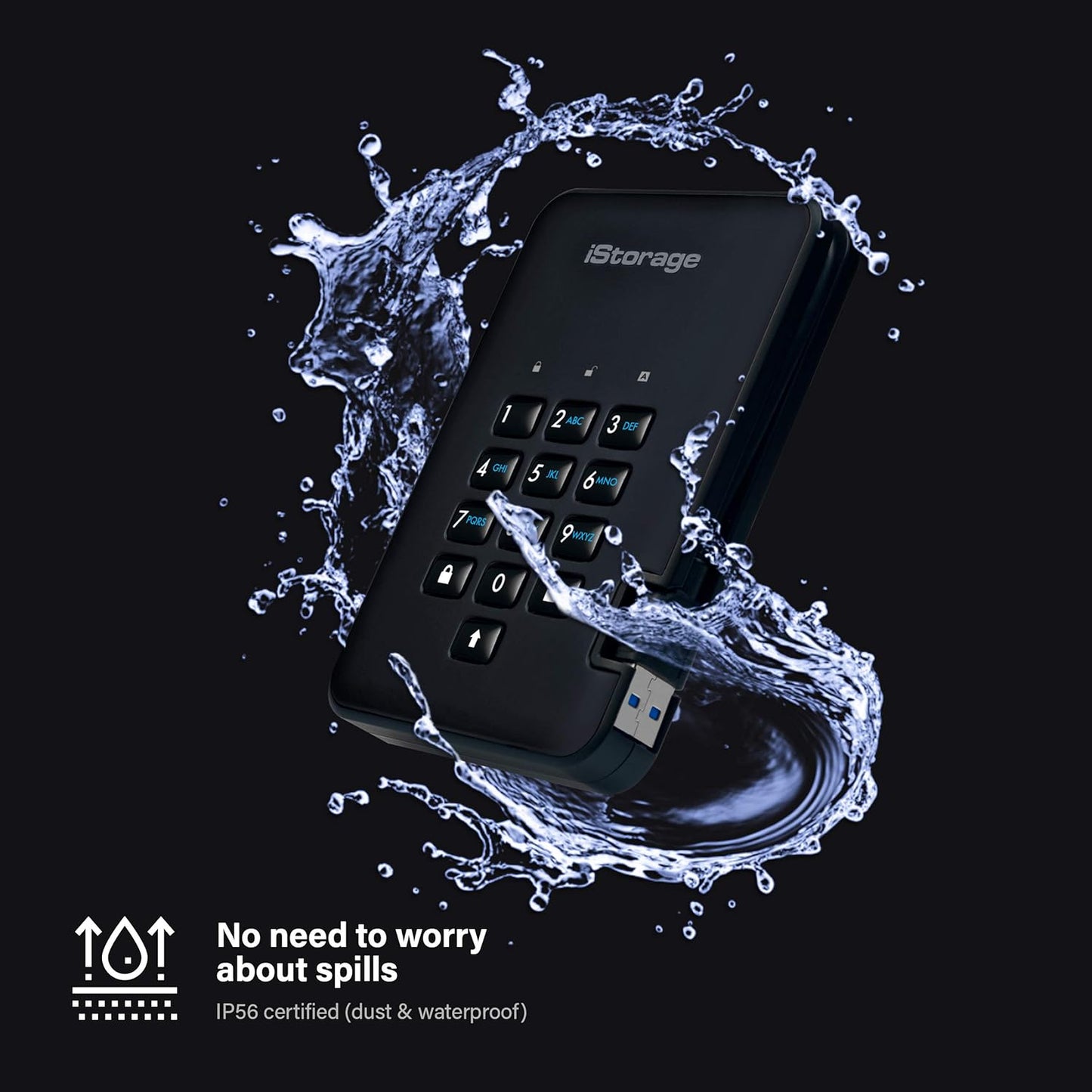 iStorage diskAshur2 HDD 4 TB | Secure Portable Hard Drive | Password Protected | Dust/Water-Resistant | Hardware Encryption