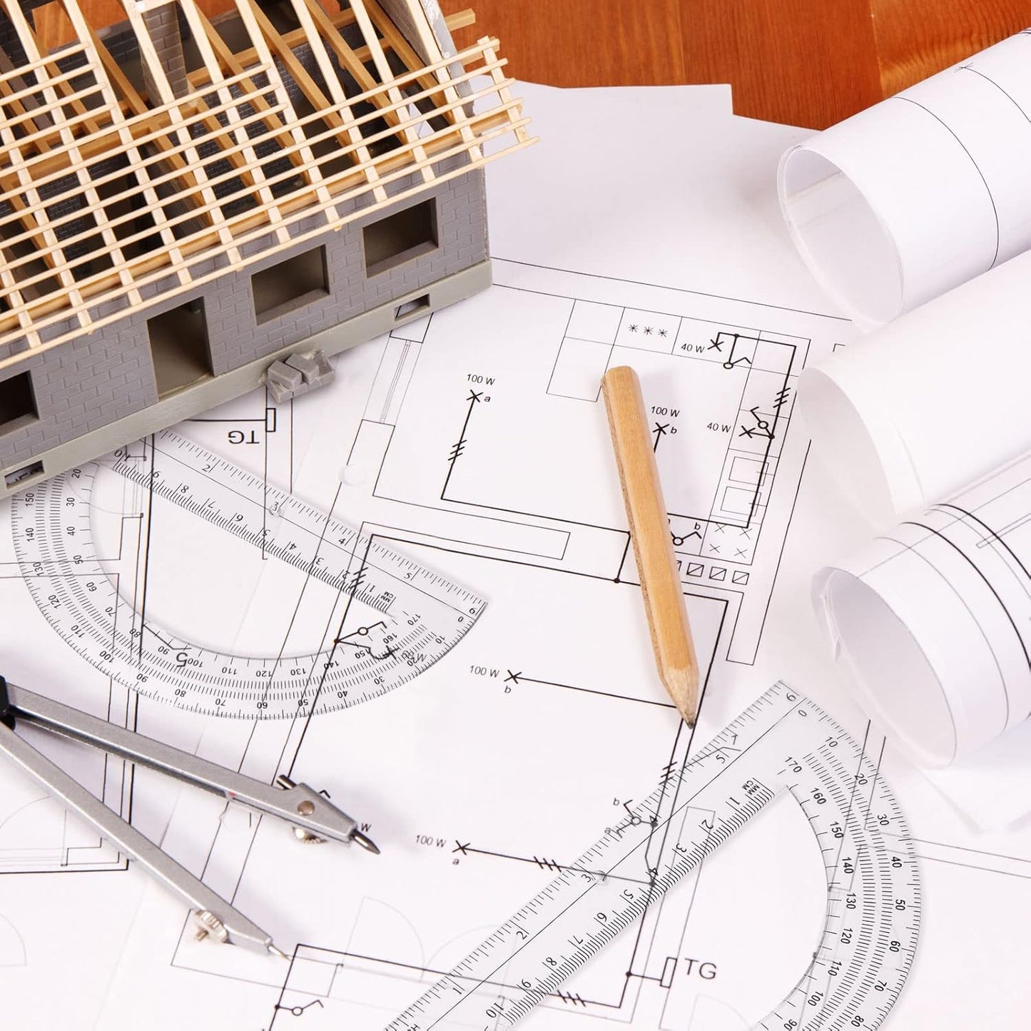 Zonon 50 Pieces Plastic Protractors Bulk Classroom Clear Math Protractors 180 Degrees 6 Inch for Geometry Student, Angle Measurement, Students Back to School Supplies Office Supplies