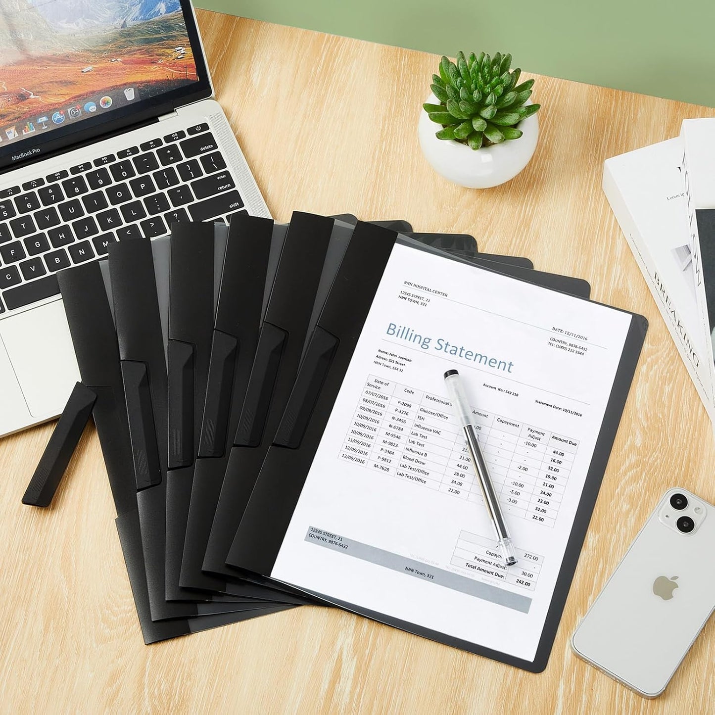 Maitys 50 Pack Clear Report Covers with Clip 11.4 x 9 Inch Presentation Folders Transparent Front Portfolio Folders for Letter Size(Black)