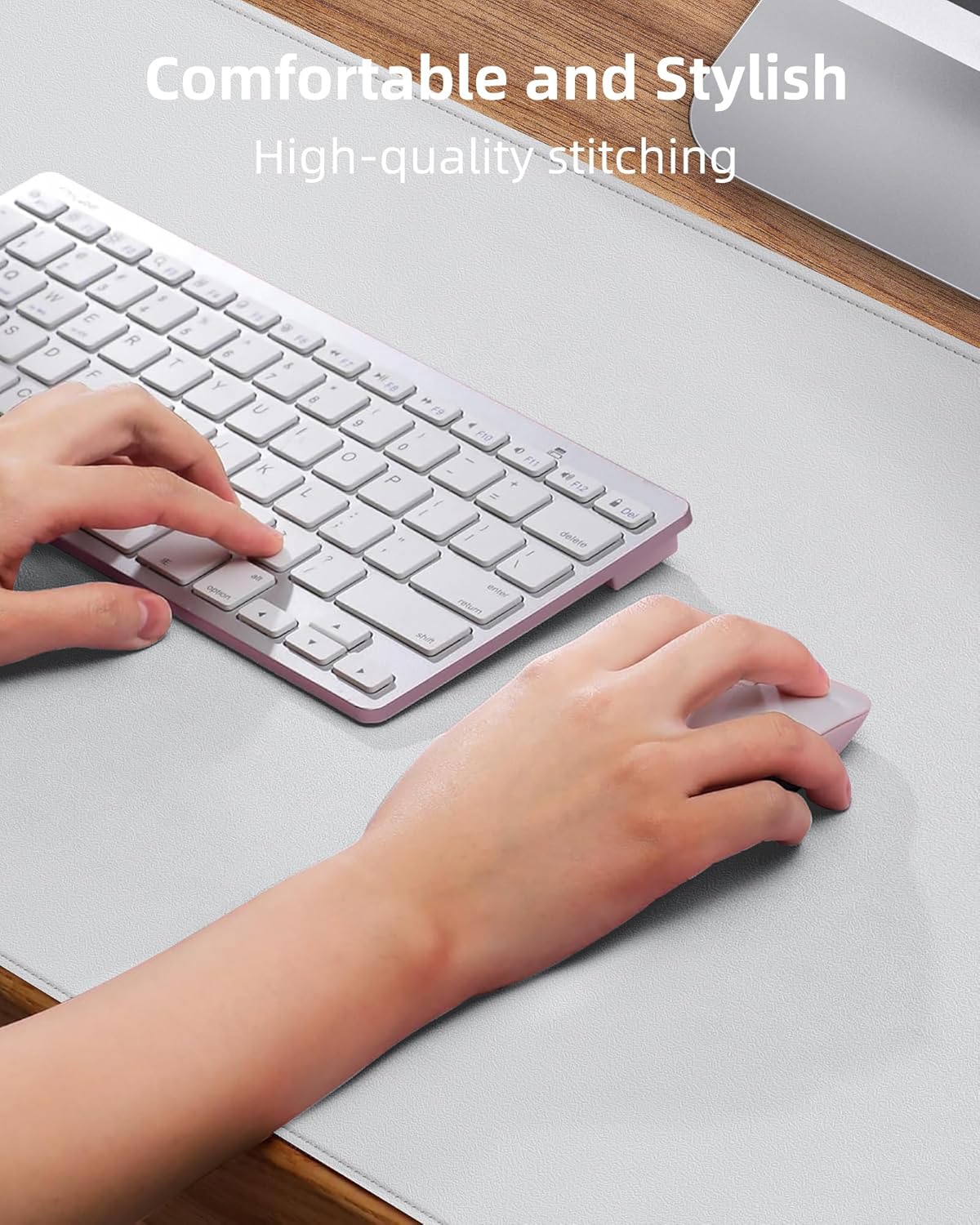 AFIING Large Desk Mat 55"x24" - Premium Non-Slip, Waterproof & Scratch-Resistant. Office Desk Protector Workspace Pad for Home/Office (White)