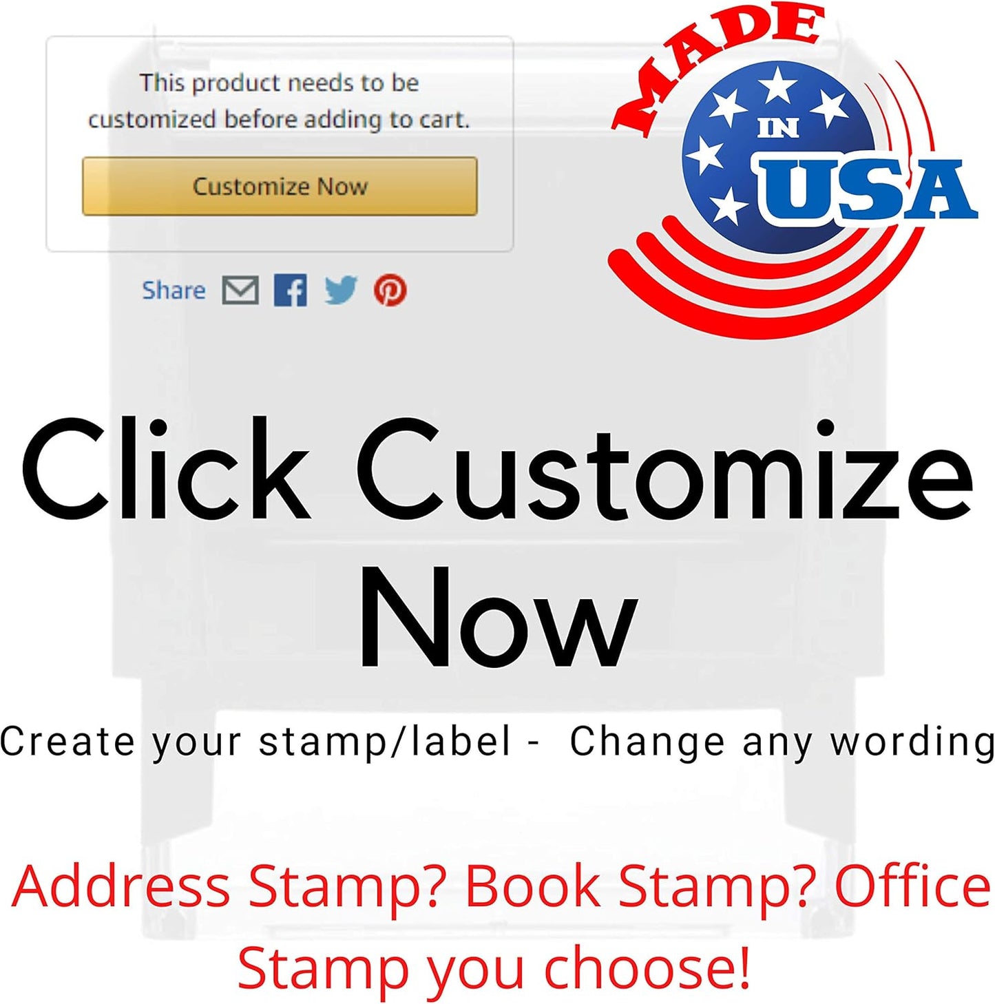 Custom Stamp - 20 Font Options - Name Stamp - Return Address Stamp - Up to 3 Lines Wood Handle or Self-Inking (3/4" x 1-7/8")
