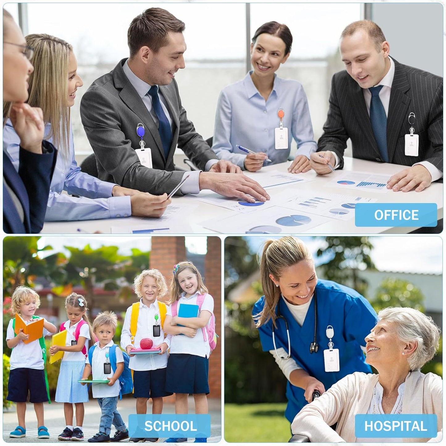 Yaomiao 100 Pack Retractable Badge Holder Reel with Clips Heavy Duty ID Card Holder Reels Bulk with Key Ring for Office Worker Doctor Nurse Employee School Students (Mixed Colors)