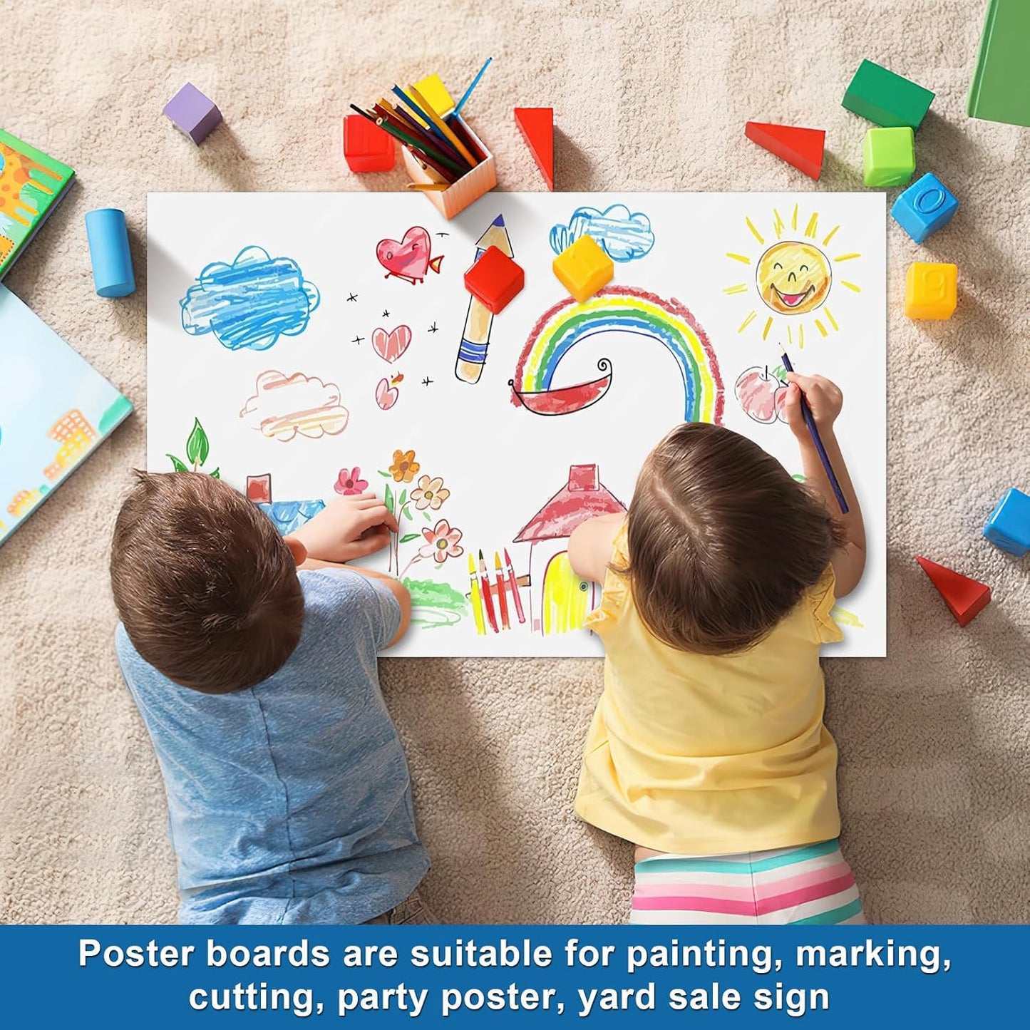 8 Pcs 14" x 22" Poster Board White Poster Board Paper Bulk 250 GSM Thickness Vision Boards Smart PosterBoard for Drawing School Arts Craft Projects Presentations Scrapbooking Blank Graphic Display