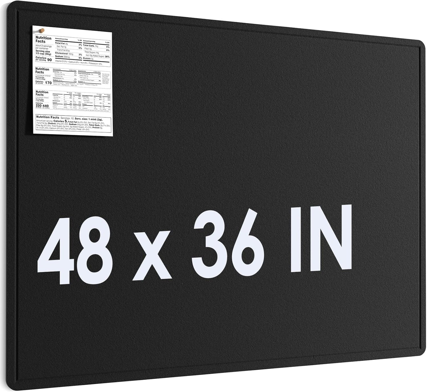 MaxGear Large Bulletin Board 48" x 36", Foldable Felt Board Vision Board Supplies, Cork Board for Office, Home, School, Small Pin Boards for Walls Decorative Display Board Black