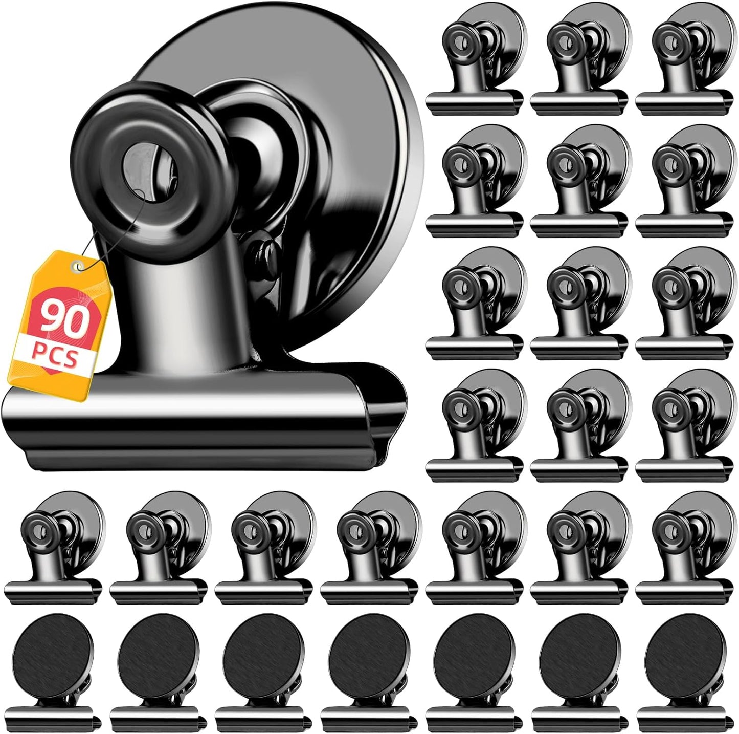 90 Pack Magnetic Clips, Fridge Magnets Refrigerator Magnets, Black Magnet Clips for Whiteboard, Clip Magnets for Photo Displays, Home, Office, Classroom