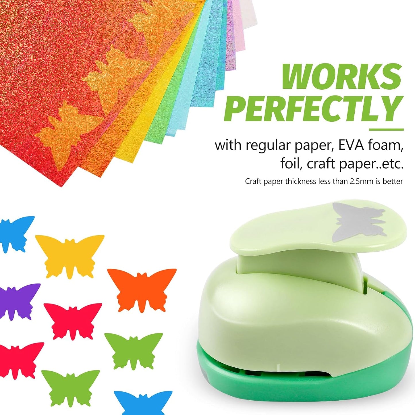 UCEC Butterfly Punch Cutter 1-inch, Paper Punches for Crafting, Craft Lever Punch Handmade, Hole Shape for Paper Crafting, Scrapbook, Cards Decoration, DIY Arts Projects