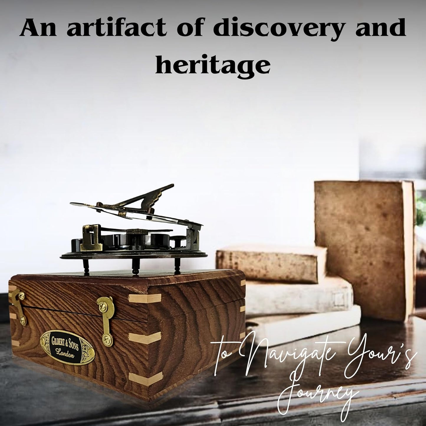 Brass Sundial - 5 inches Large Sundial Compass in Rosewood Case Top Grade Calibrated Vintage Gift