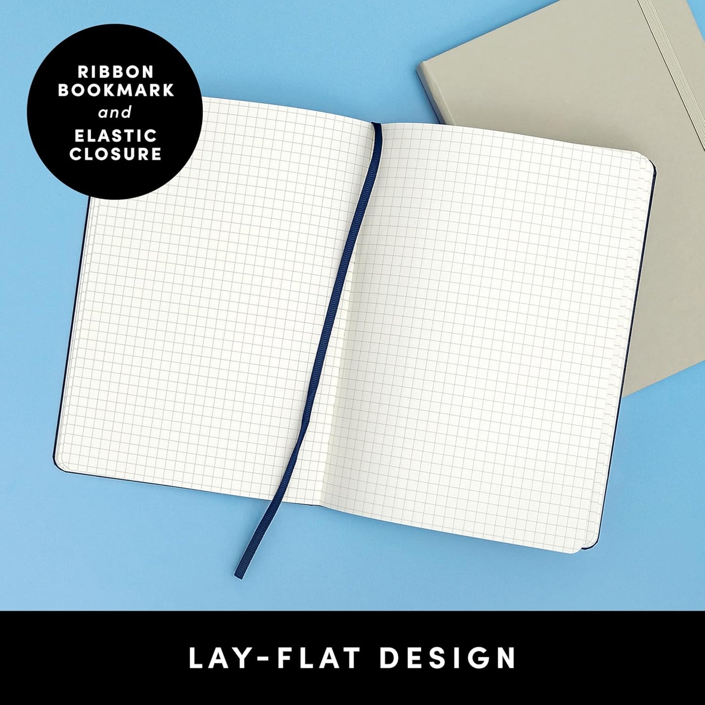 PAPERAGE Graph Paper Journal Notebook, (Dark Green), 160 Pages, Medium 5.6 in x 8 in - 100 GSM Thick Paper – Hardcover Grid Notebook for Work or School