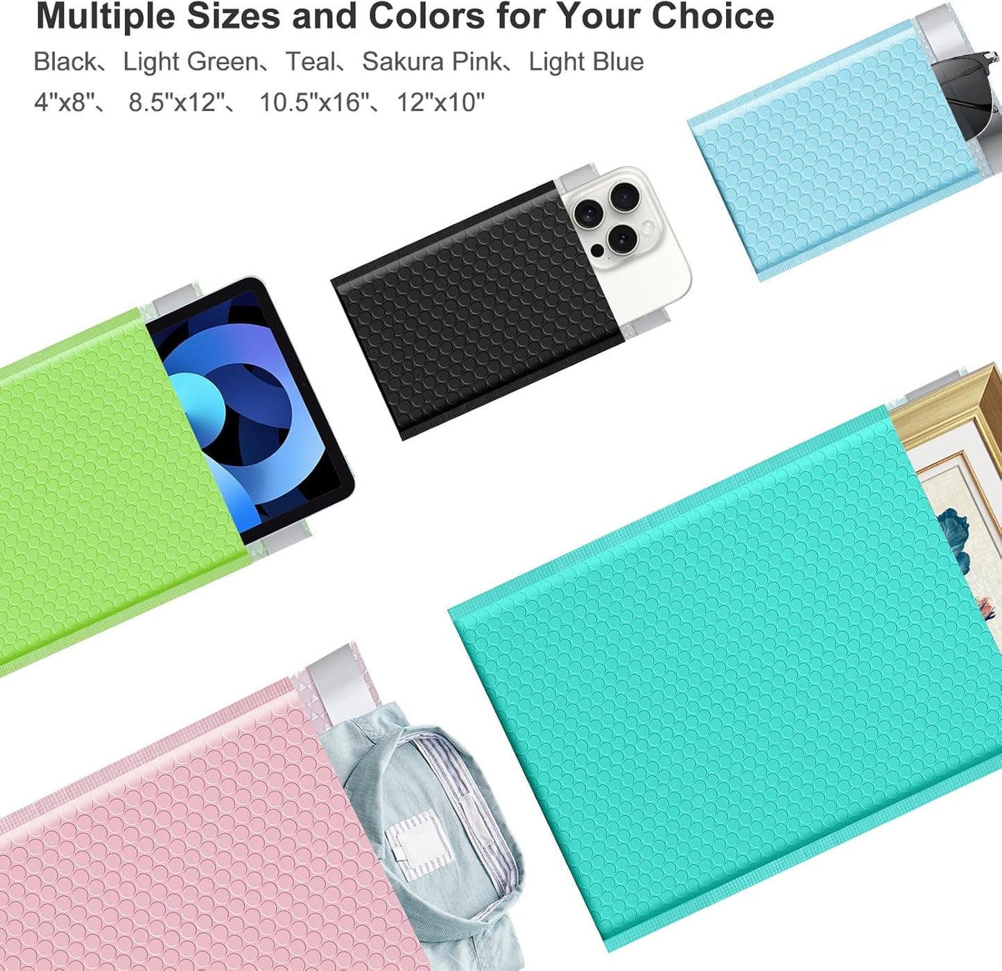 Bubble Mailers A4 Paper Size, 12x10 Padded Envelopes for Shipping, 25 Pack Mailing Packages with Self Seal Adhesive, Waterproof Bubble Envelopes (Light Blue)