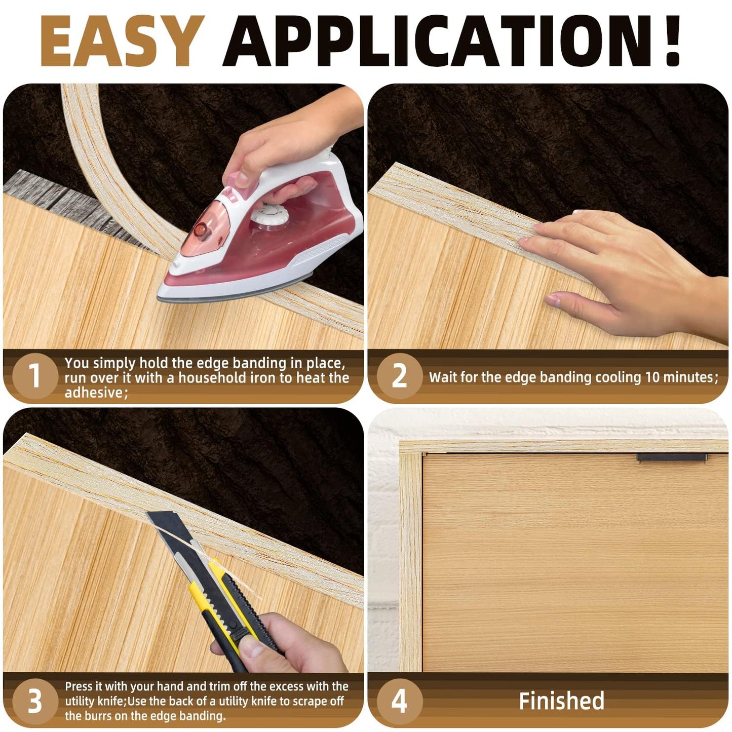 GSCIT Club Oak Edge Banding, 3/4 inch x 25ft roll of Veneer Edge Banding Preglued Flexible, Real Wood Tape Banding