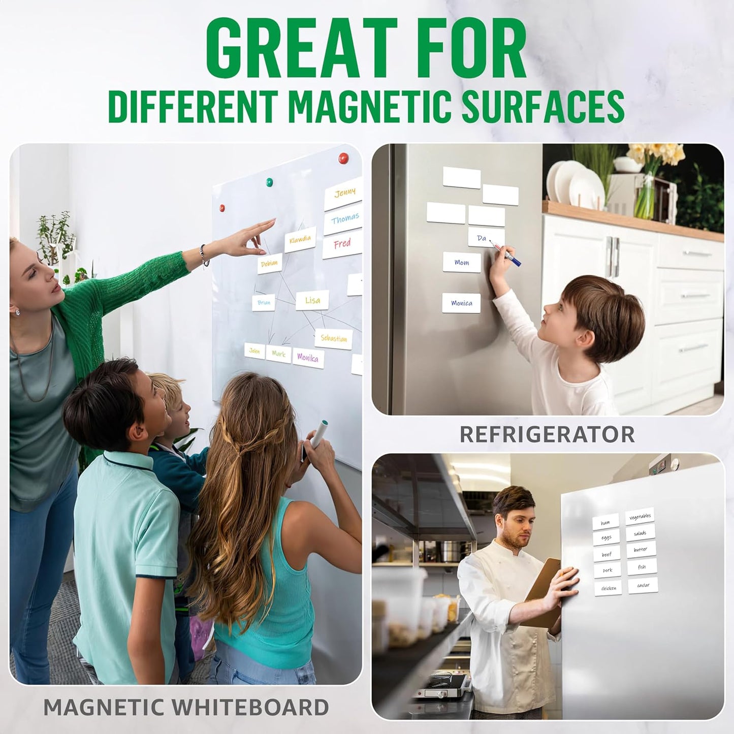 32 Pack Dry Erase Magnetic Labels 2x4 in - Magnetic Name Tags for Classroom Lockers School Bus - Classroom Magnets for Names - Magnet Labels for Whiteboard - Magnet Names Plates for Classrooms Blanked