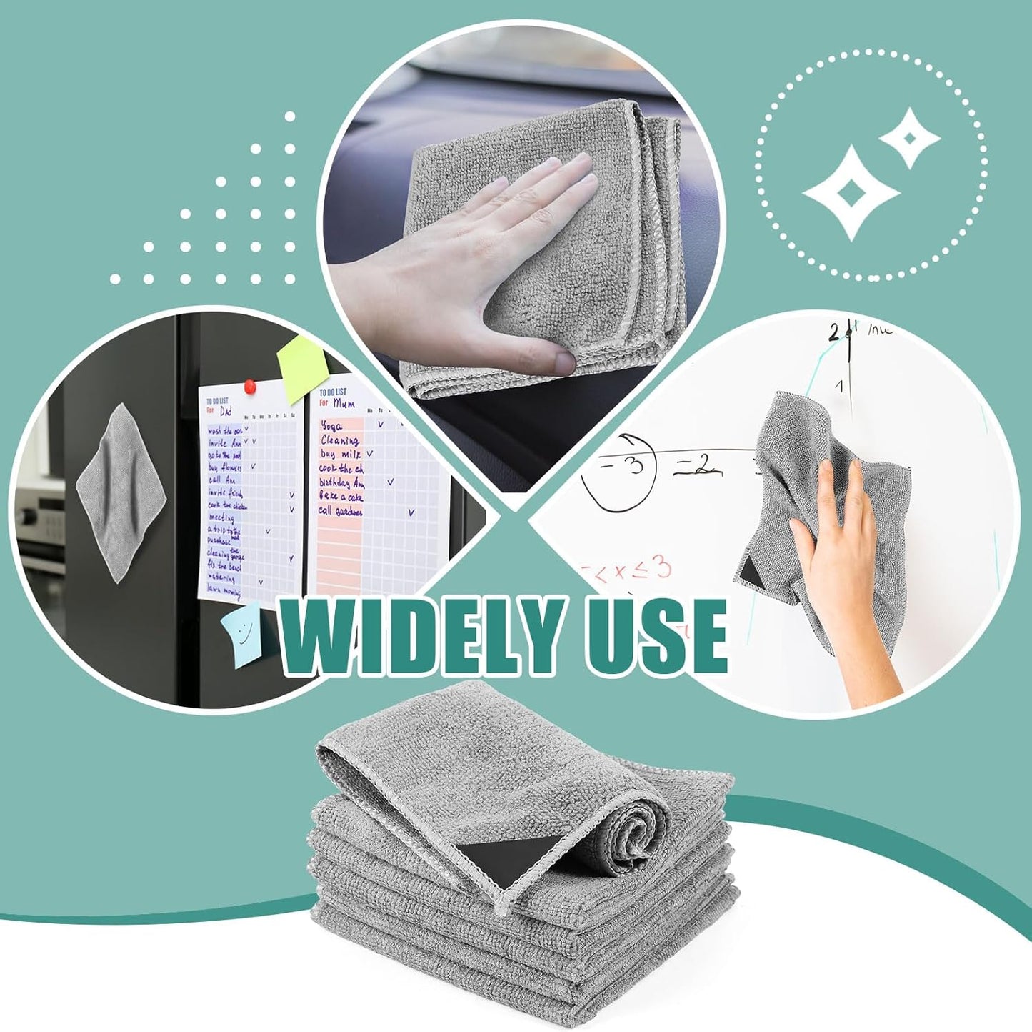 Zopeal 8 Packs Dry Erase Board Cleaning Cloth Microfiber Eraser Magnetic Whiteboard Eraser Washable for Whiteboard Dry Erase Cloth for Home and Office, 10'' x 9. 25''(Light Gray)