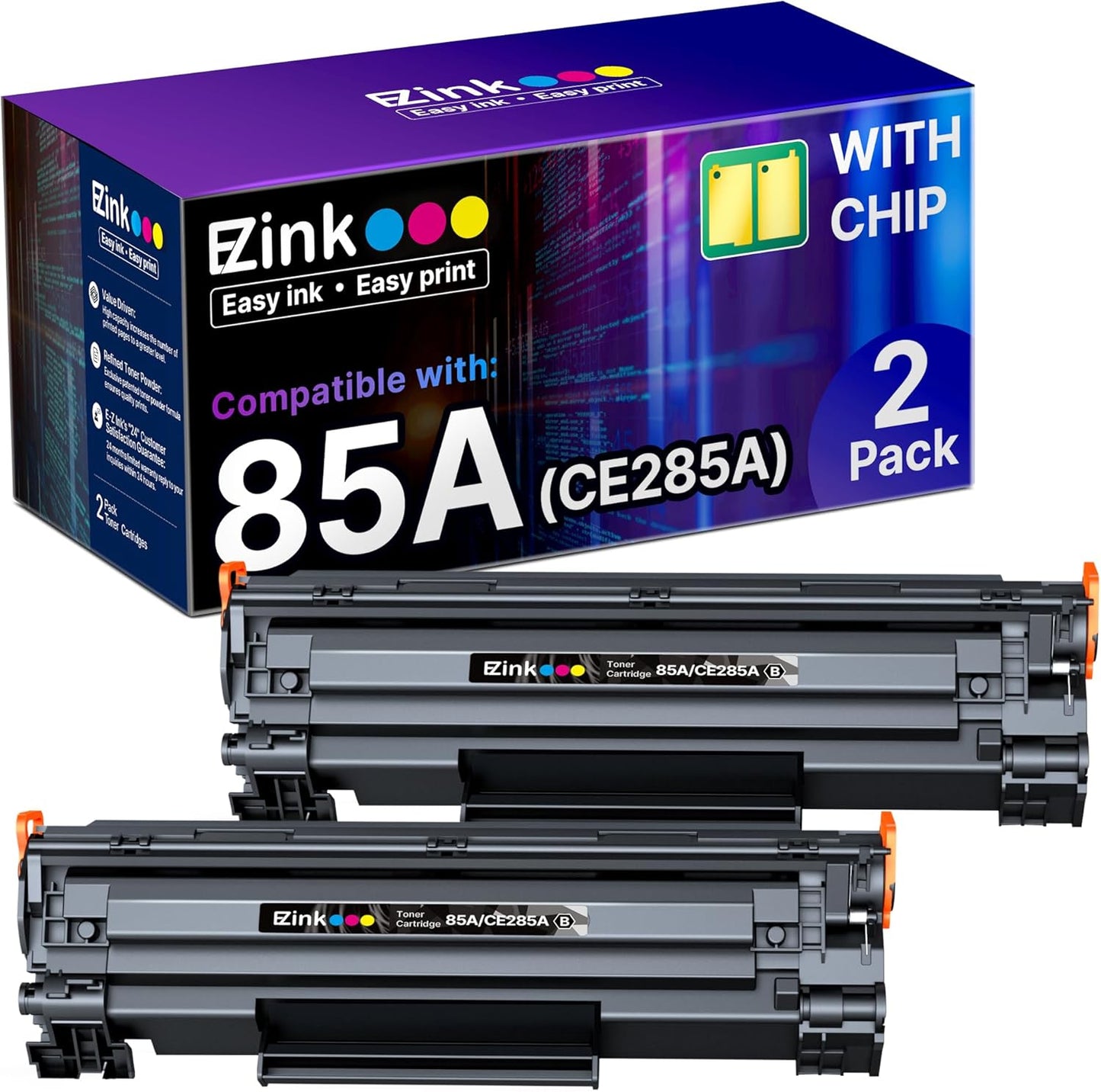 E-Z Ink 85A Black Compatible Toner Cartridge Replacement for HP 85A Black Toner Cartridge CE285A 85A CE285 Use for HP Laserjet p1102w P1102 P1109W M1217nfw M1212 M1212nf M1217 Pro Printer (2-Pack)