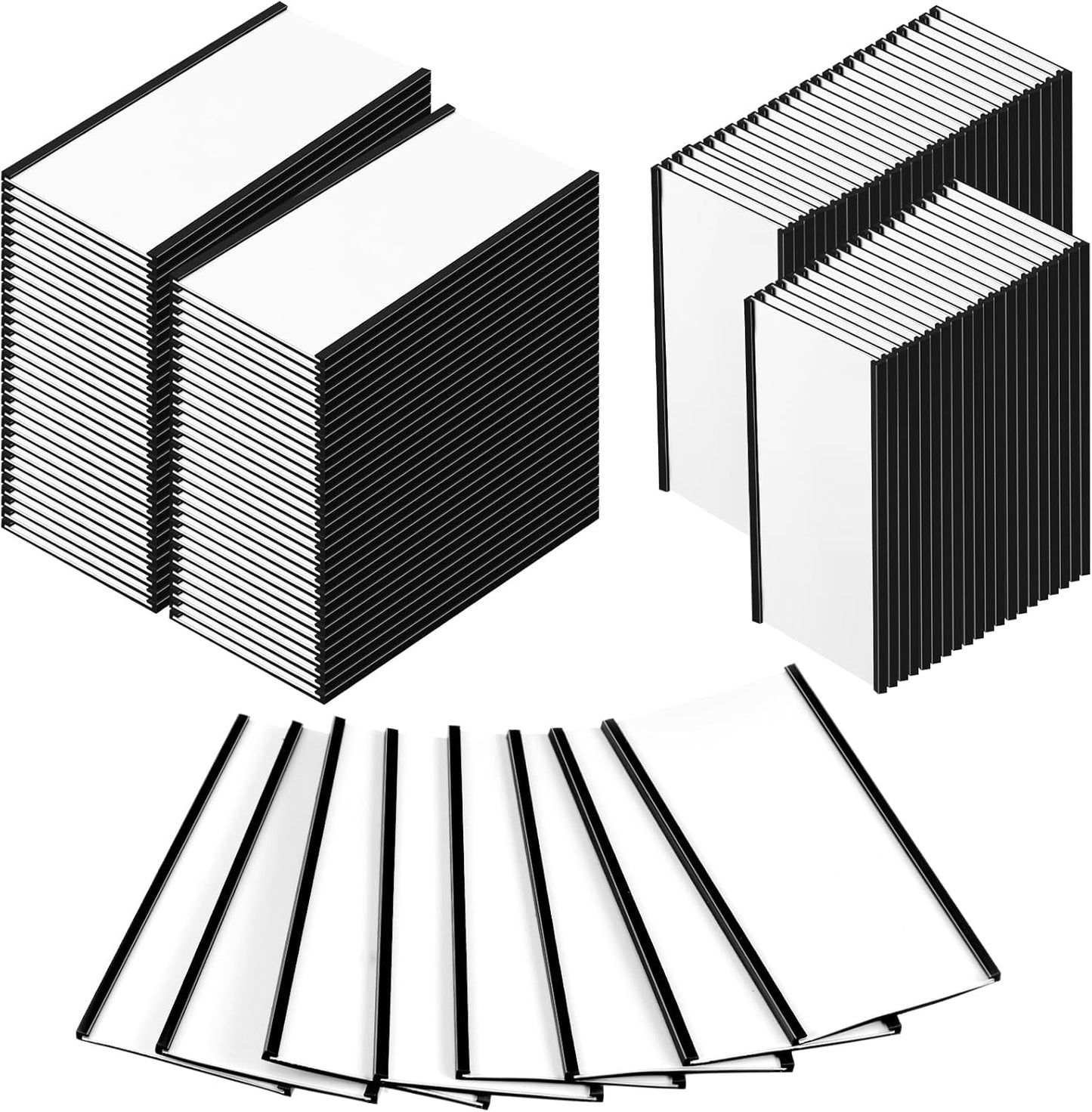 400 Pcs Magnetic Label Holders Bulk 4 x 2 Inch C Channel Magnet Labels Magnetic Name Tags 400 Clear Protective Films 800 White Replacement Card Inserts for Metal Racks Office Supplies