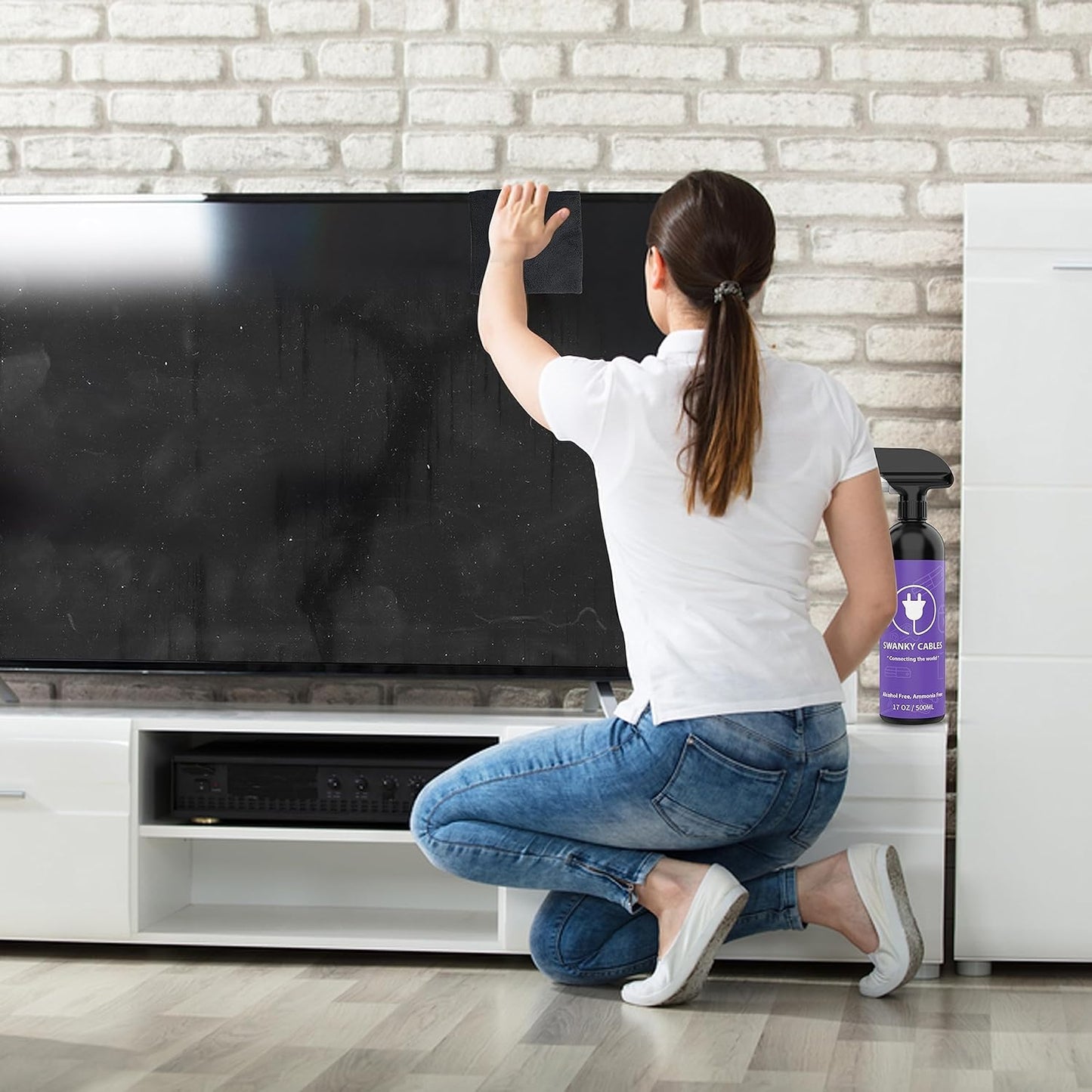 Swanky Computer Screen Cleaner Kit: Set of Electronic Cleaner Spray Microfiber Cleaning Cloth for TV, iPad, iPhone, Monitor, Laptop (17 Oz, 4-Pack)