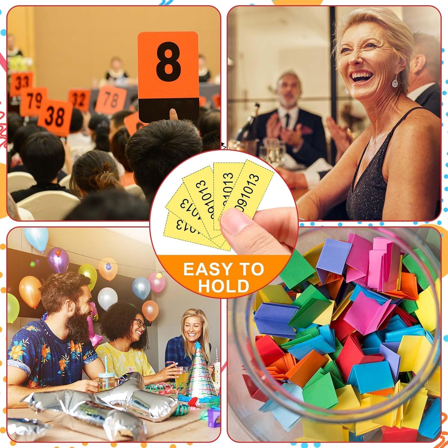 Kosiz 504 Sheets 5 Bid Raffle Ticket with Different Numbers Per Sheet Chinese Auction Tickets for Events Church Basket Auction Silent (Dark Yellow)