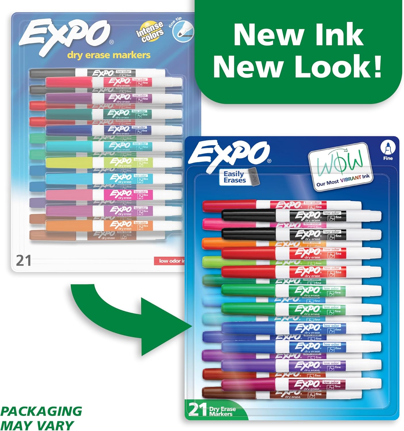 EXPO Dry Erase Markers Whiteboard Markers with Low Odor Ink Fine Tip Assorted Vibrant Colors 21 Count