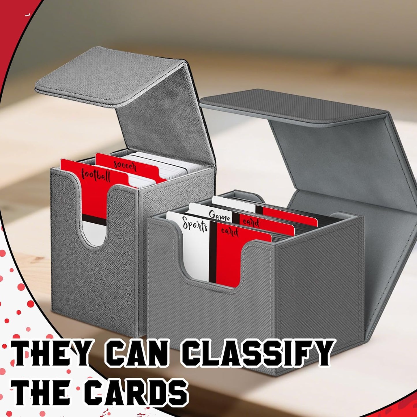 50pcs Red and White Trading Card Dividers Plastic Index Card Storage Dividers with Tabs Card Separators for Sports Recipe Game Card Organize