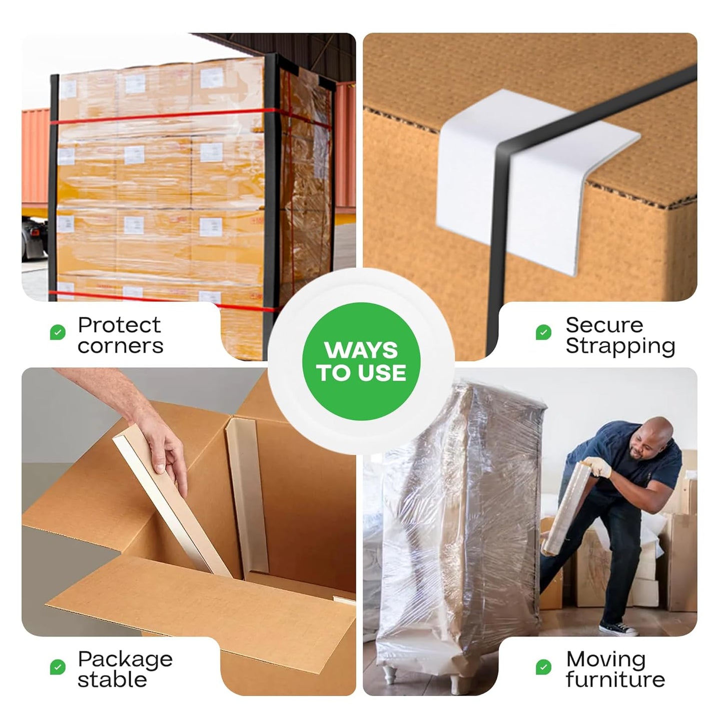 IDL Packaging 2” x 2” x 12” Cardboard Edge Protector (Pack of 20) - Corner Protectors for Shipping, Storage, & Moving – Reinforced Corner Guard Protection for Pallets, Wall Corners, & Furniture