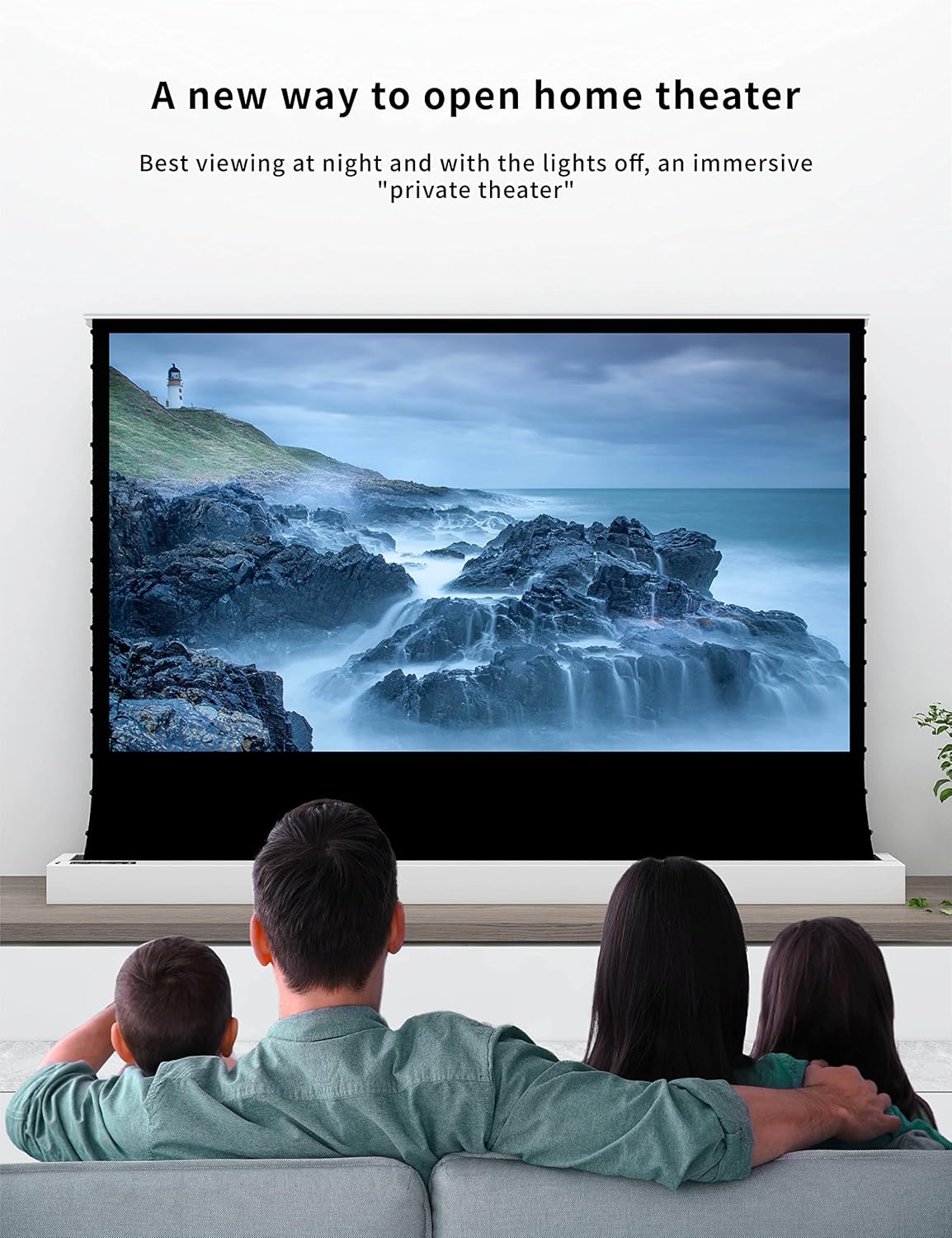 VIVIDSTORM- Projector Screen S 100 Inch Portable Folding Stand Floor Rising Movie Screen Sound Transparent Perforated White Screen Compatible with Ordinary Projector,VWSDSTPW100H