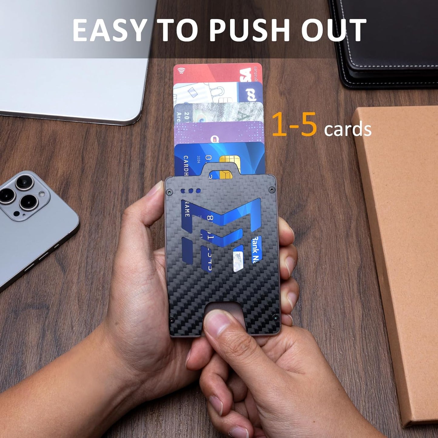 MNGARISTA Retractable Badge Holder, Heavy Duty Badge Reel Keychain with Belt Clip, 3K Carbon Fiber ID Card Holder Lanyard with 32.28" Retractable Key Chain, Black（2 Pack）