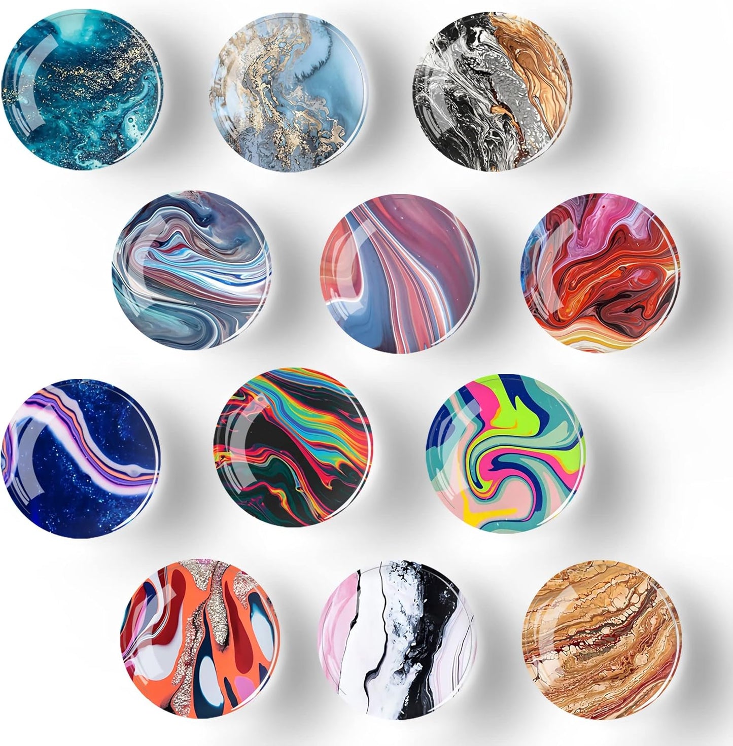 12Pcs Glass Strong Magnetic Refrigerator Magnet Fridge Sticker,Marble Crystal Fridge Magnets Decoration for Crafts,Strong Fridge Magnets for Kitchen, School,Office Whiteboard, Cabinet and Dishwasher