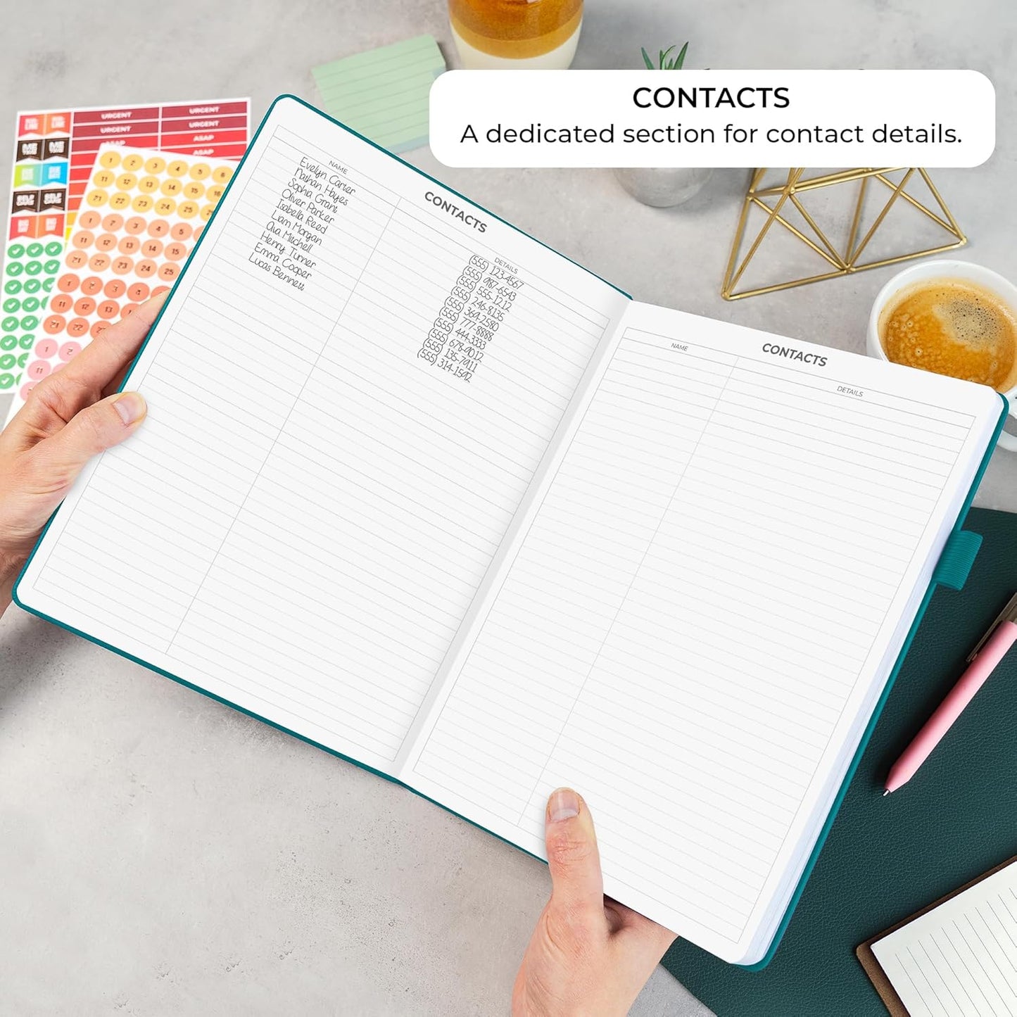 Clever Fox Appointment Book – Hourly Schedule Planner with 15-Minute Increments – Time Box Planner for Daily Work & To-Dos – Weekly & Monthly Spreads, Undated, Hardcover, 8.3x11″ (Dark Teal)