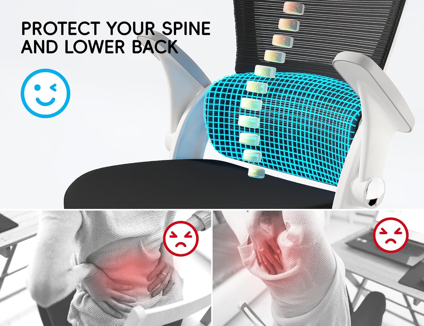 TRALT Beige Gaming Chair - Ergonomic Office Chair with Back Support, Home Office Desk Chairs, Computer Chair, 330lbs Wide Seat Big and Tall Office Chair for Professionals (White Black)