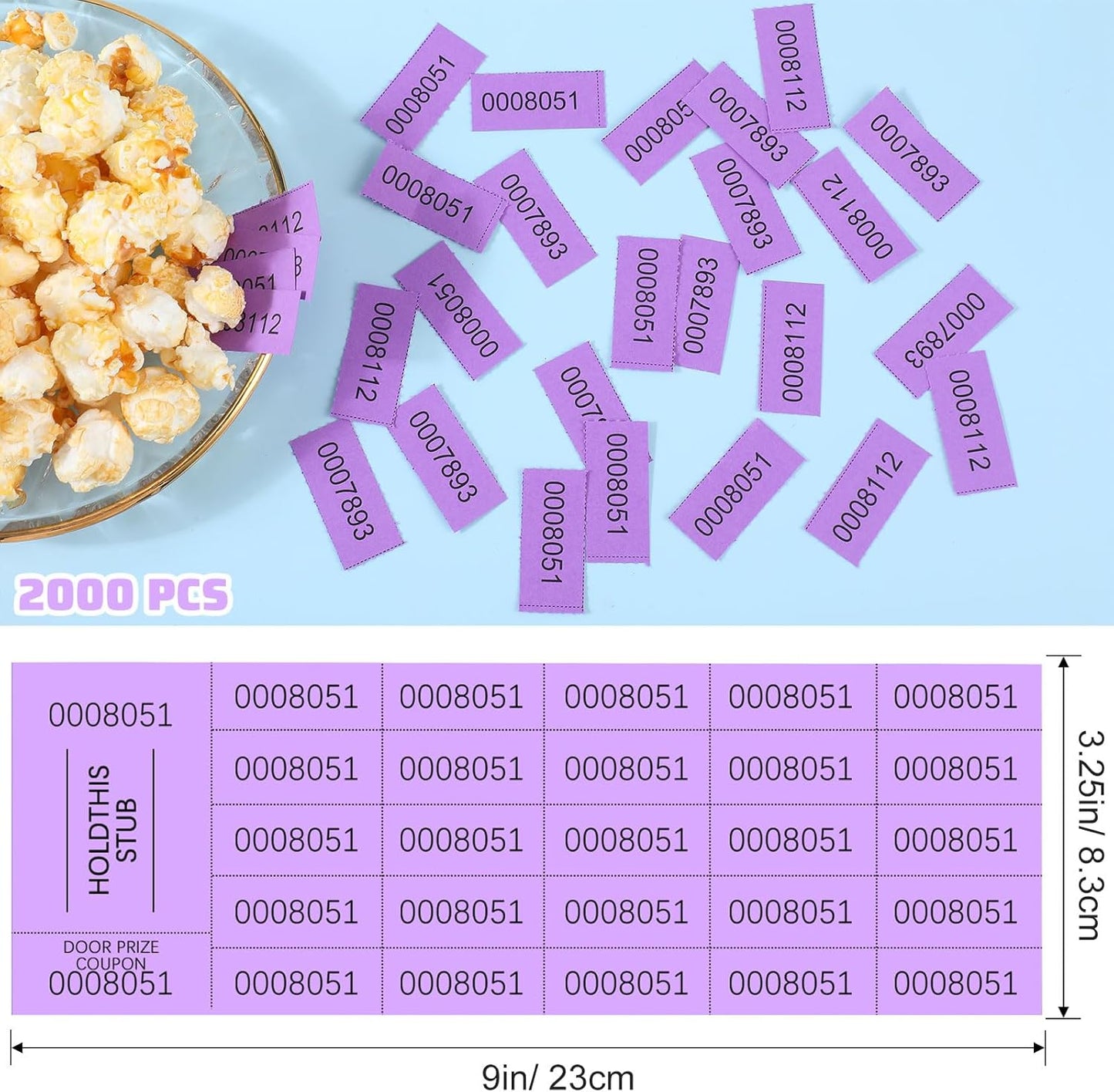 Kosiz 2000 Sheets Raffle Ticket 25 Bid Chinese Auction Tickets Tricky Tray Basket Raffle Sheets for Back to School Class Rewards Carnival Door Prizes Events(Purple)