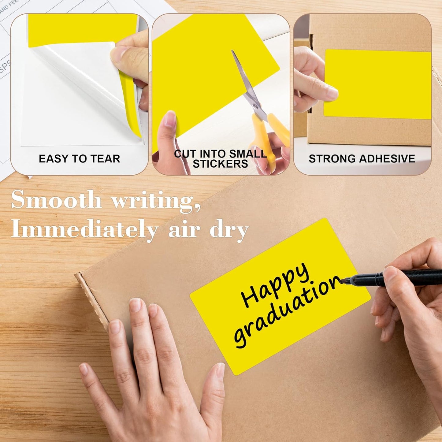 PARLAIM 3x5 inch Rectangle Color Code Stickers, 1000PCS 4 Rolls Square Adhesive Inventory Label, Yellow