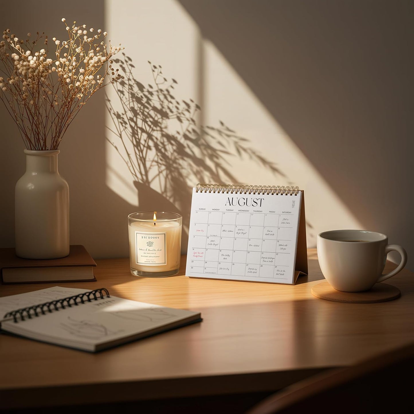 Small Desk Calendar 2025-2026, Jokotha Standing Flip Calendar, September 2025 to December 2026, 16 Month Desktop Calendar with Stickers & Minimalist Design, 8"x6"