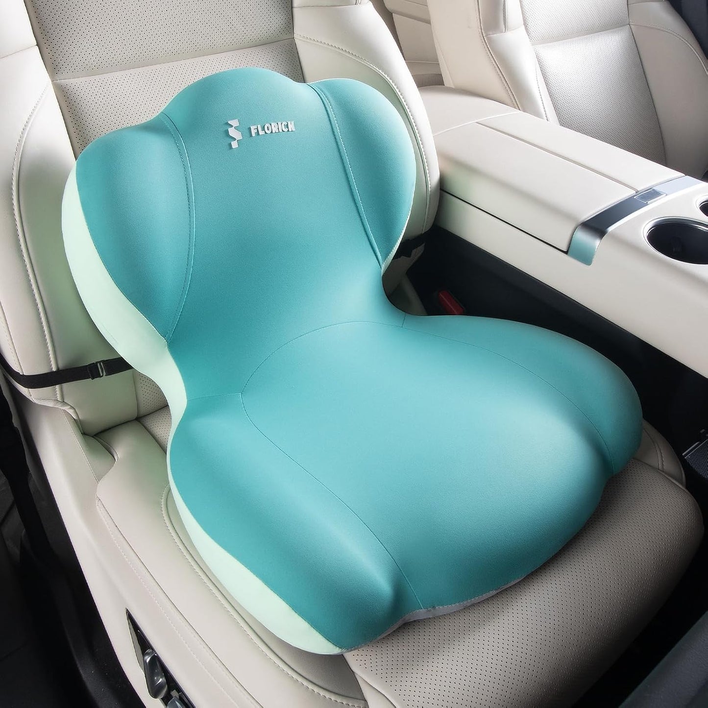 FLORICH Memory Foam Truck Seat Cushion with Adjustable Strap,Seat Cushion and Lumbar Support Pillow for Car Office Chair, Ergonomic Back Support & Sciatica Relief for Long Drives(Green)